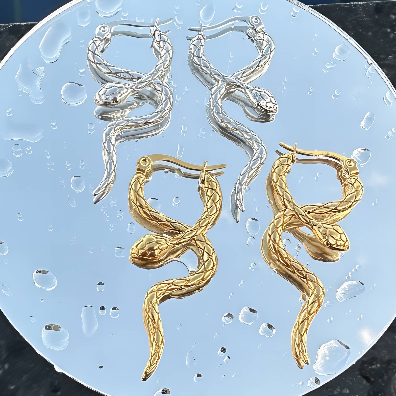 Snake Earrings, Stainless Steel