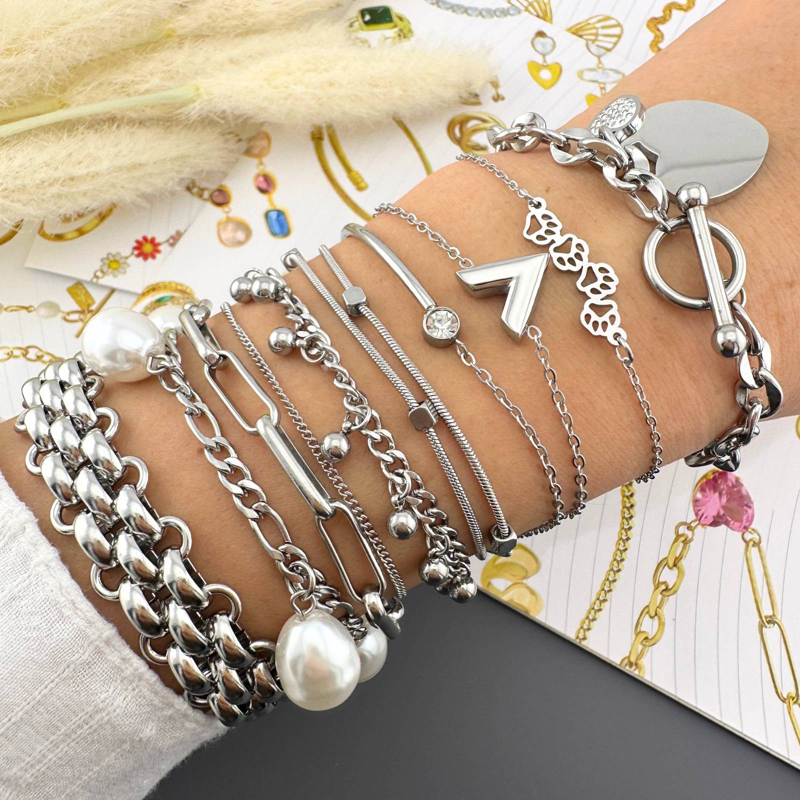 V Bracelet, Stainless Steel