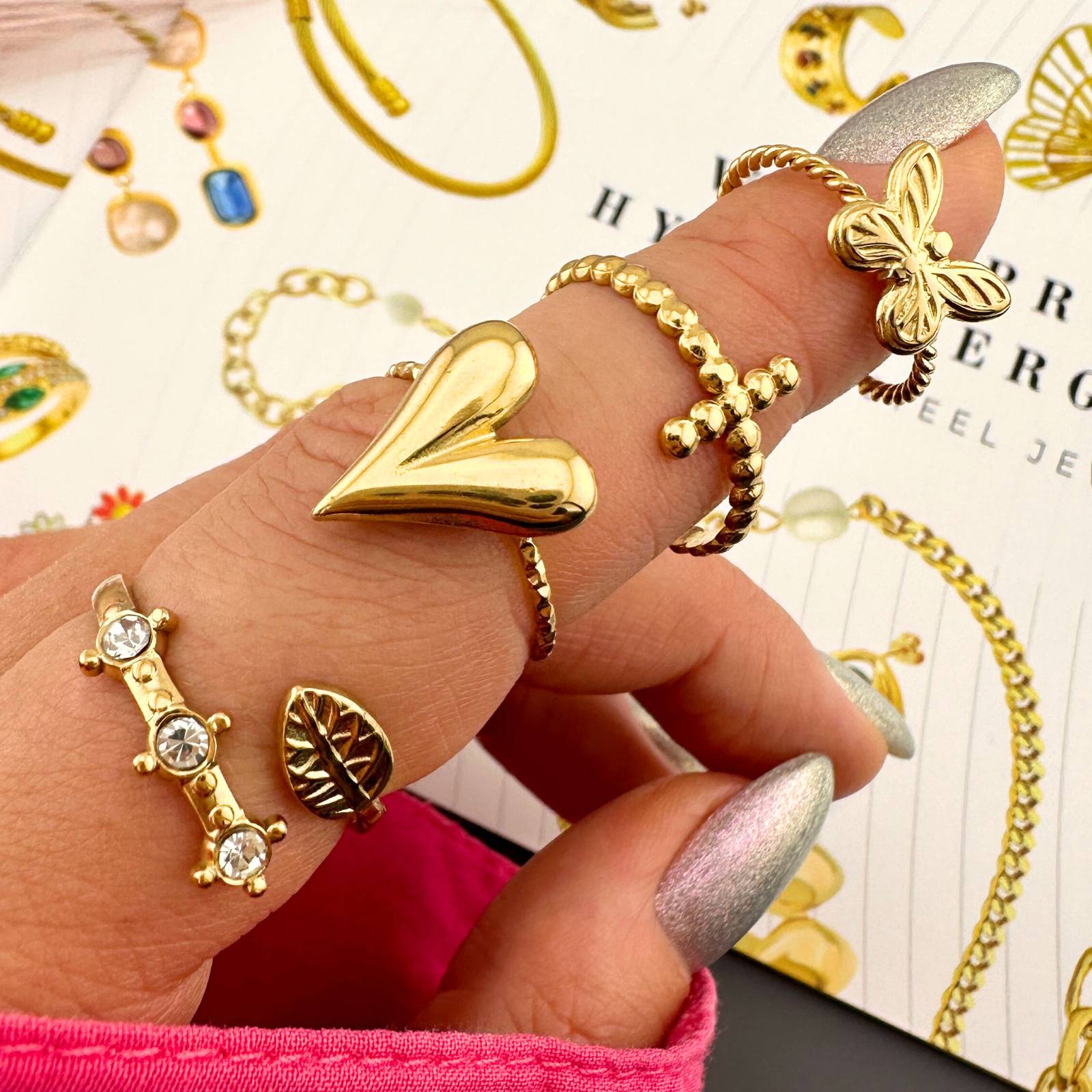 Butterfly Ring, 18K Gold Plated Steel