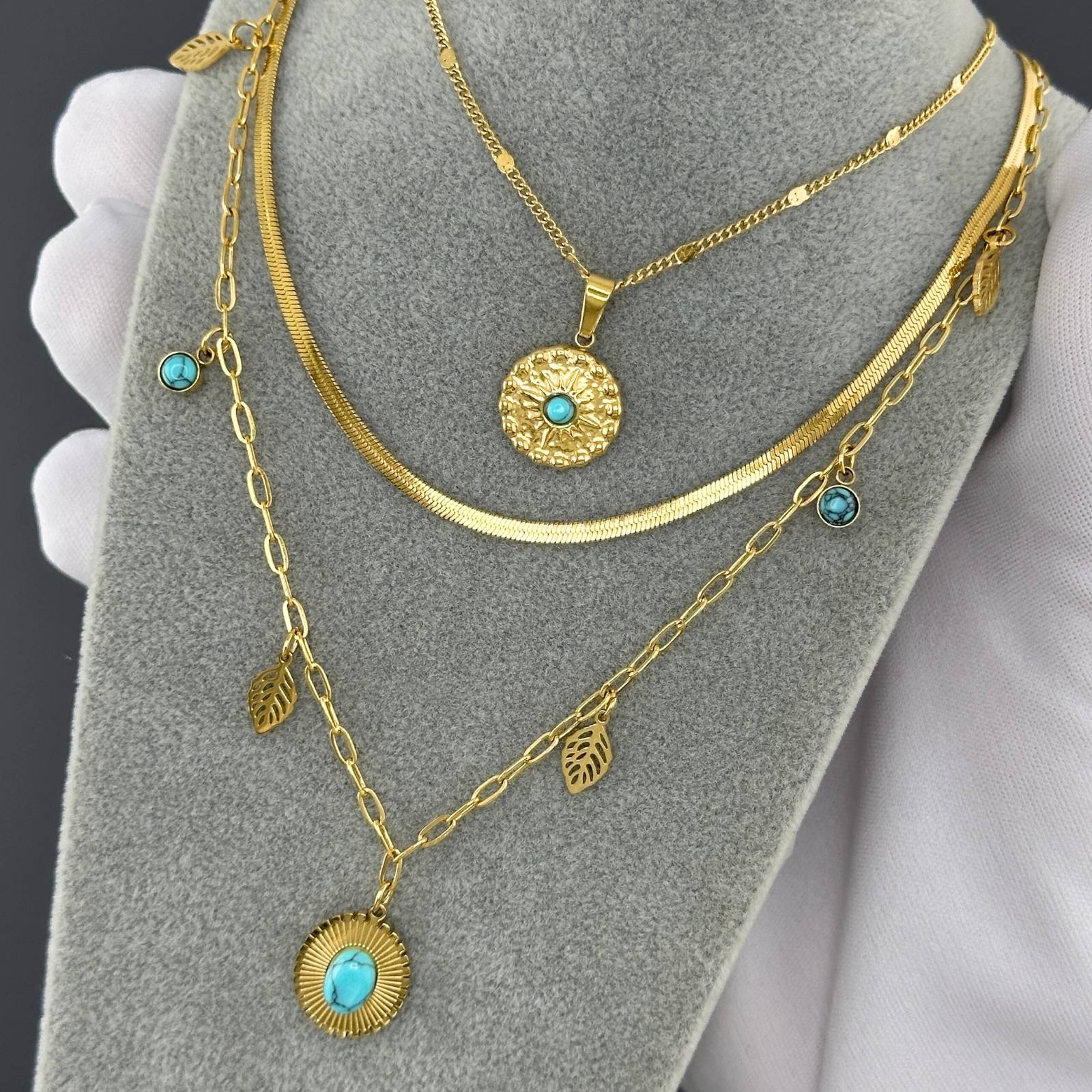 Sun Necklace, 18K Gold Plated Steel
