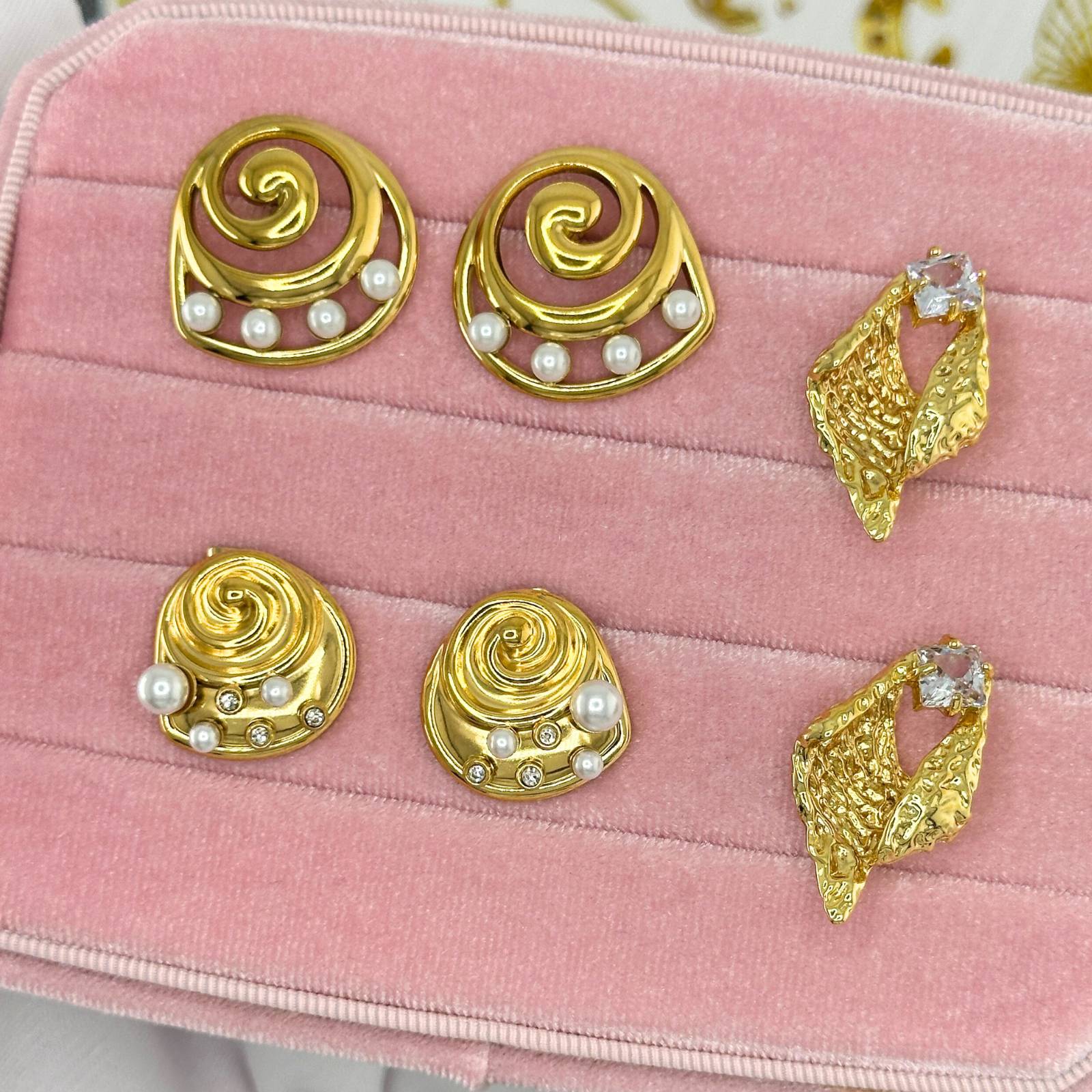 Earrings, 18K Gold Plated Steel