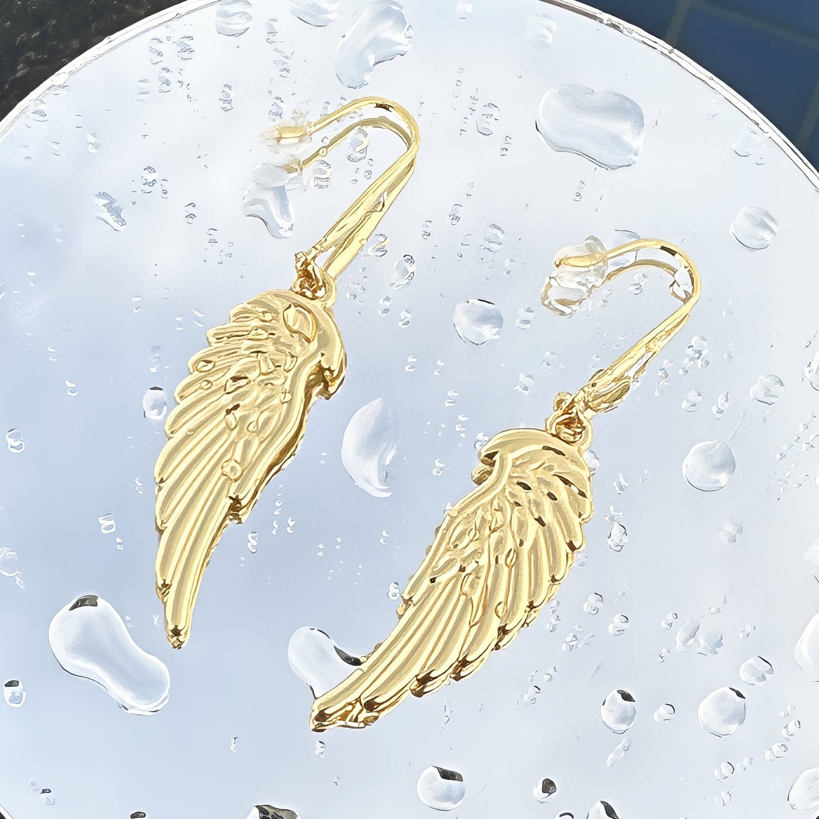 Wings Earrings, 18K Gold Plated Steel
