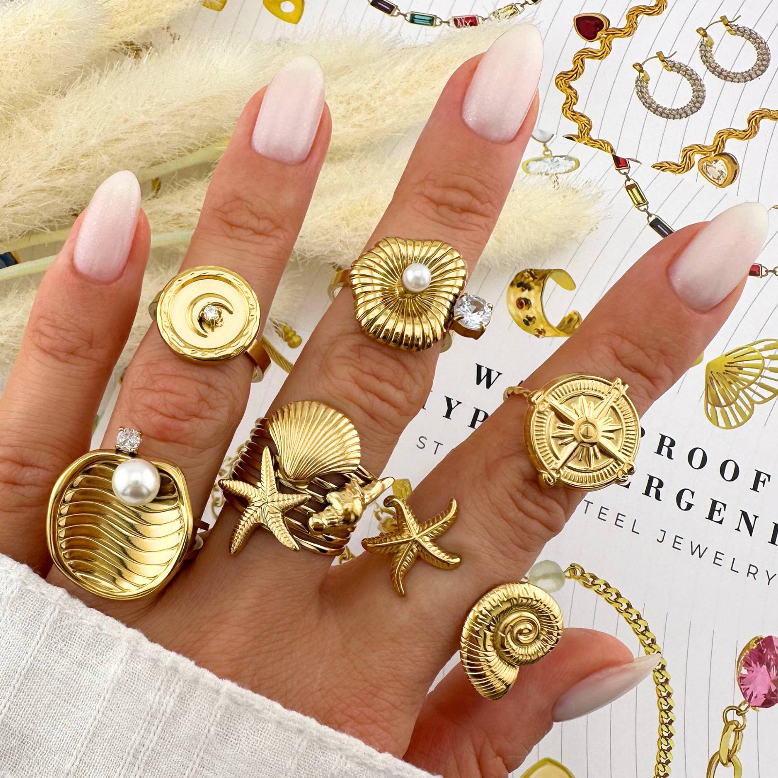 Crescent Ring, 18K Gold Plated Steel
