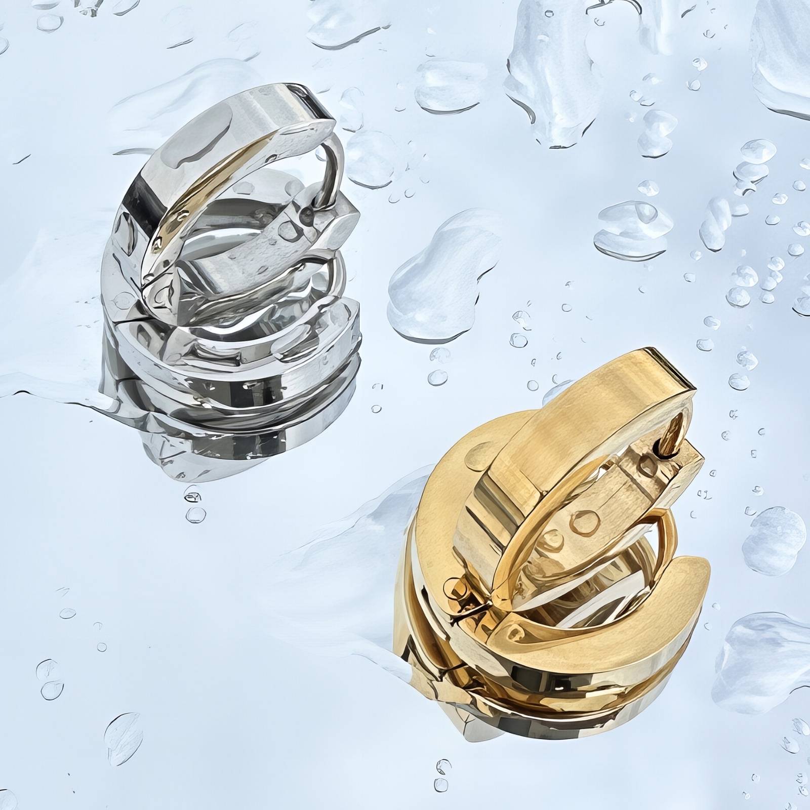 Earrings, 18K Gold Plated Steel