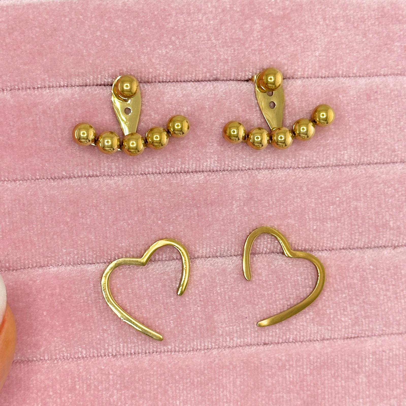 Hearts Earrings, 18K Gold Plated Steel