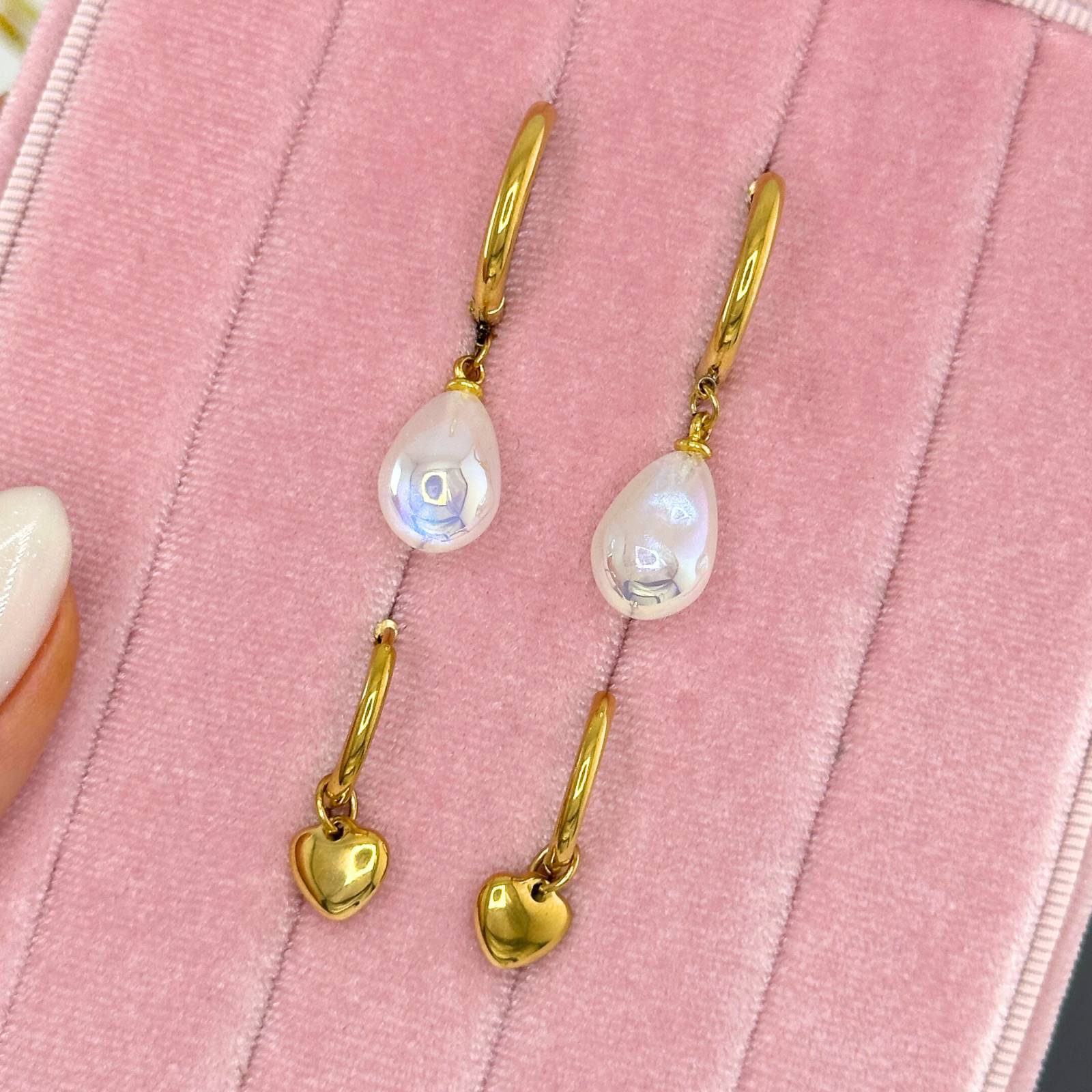 Hearts Earrings, 18K Gold Plated Steel