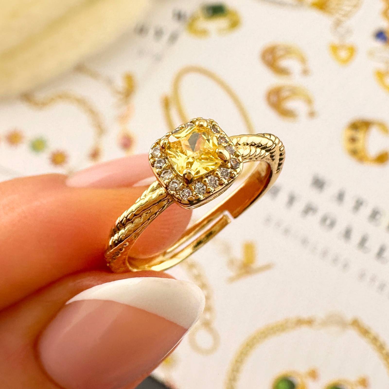Ring, 18K Gold Plated Steel