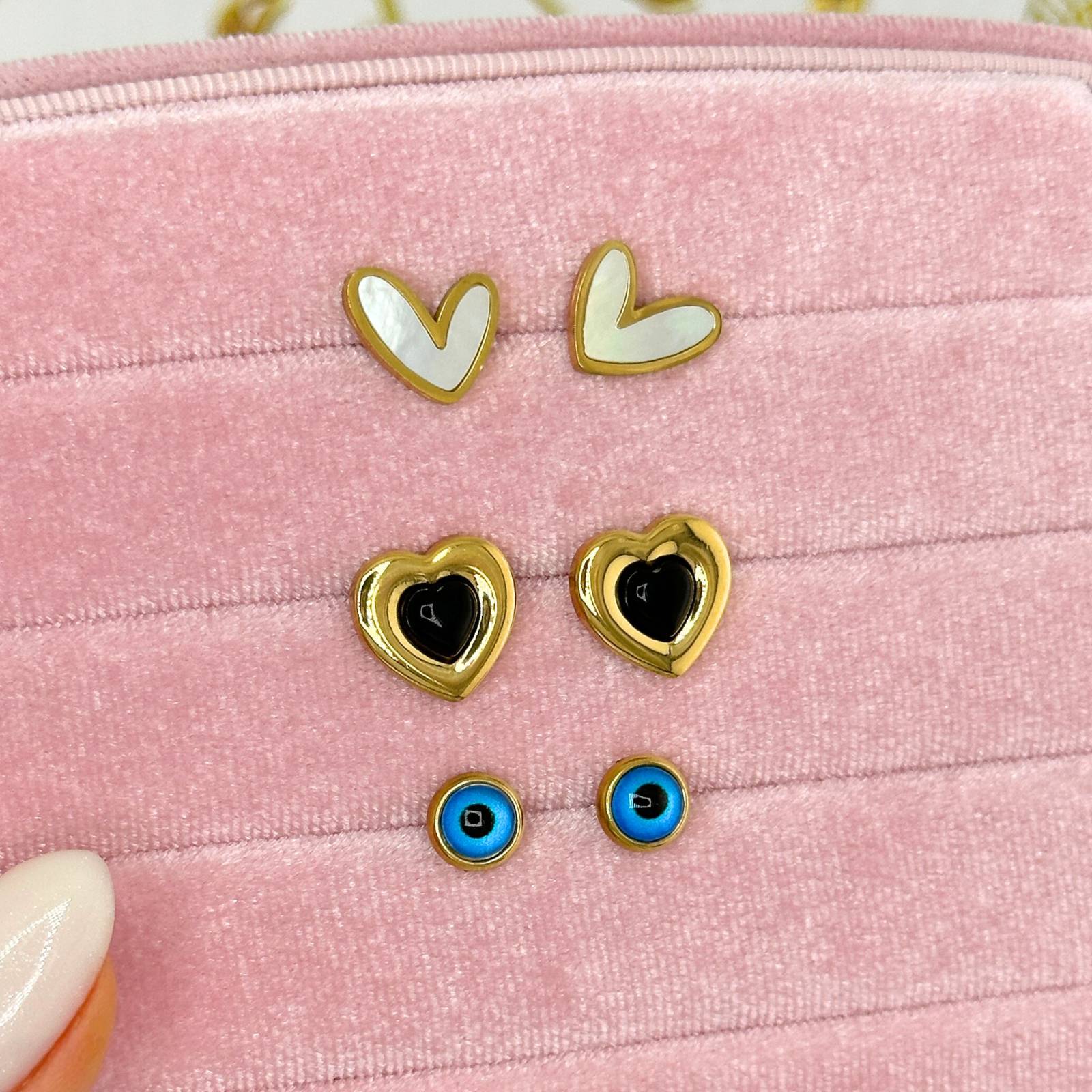 Evil Eyes Earrings, 18K Gold Plated Steel