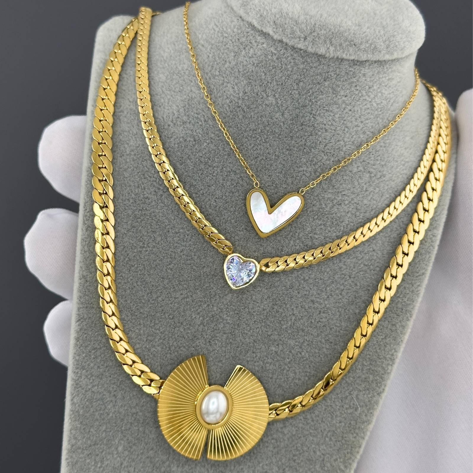 Necklace, 18K Gold Plated Steel