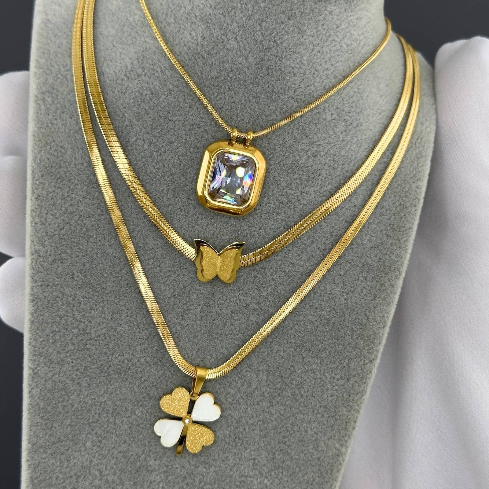 Necklace, 18K Gold Plated Steel