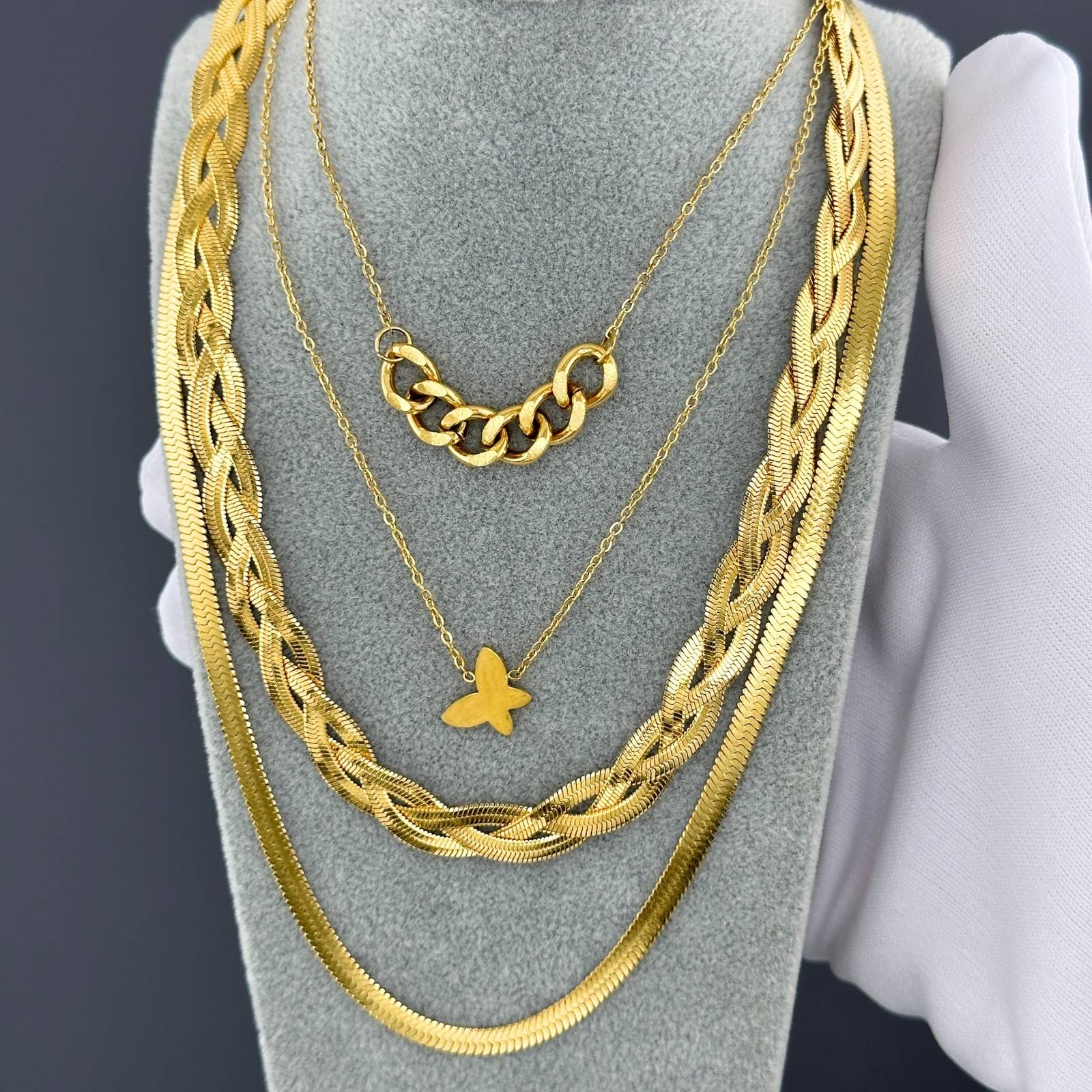 Butterfly Necklace, 18K Gold Plated Steel
