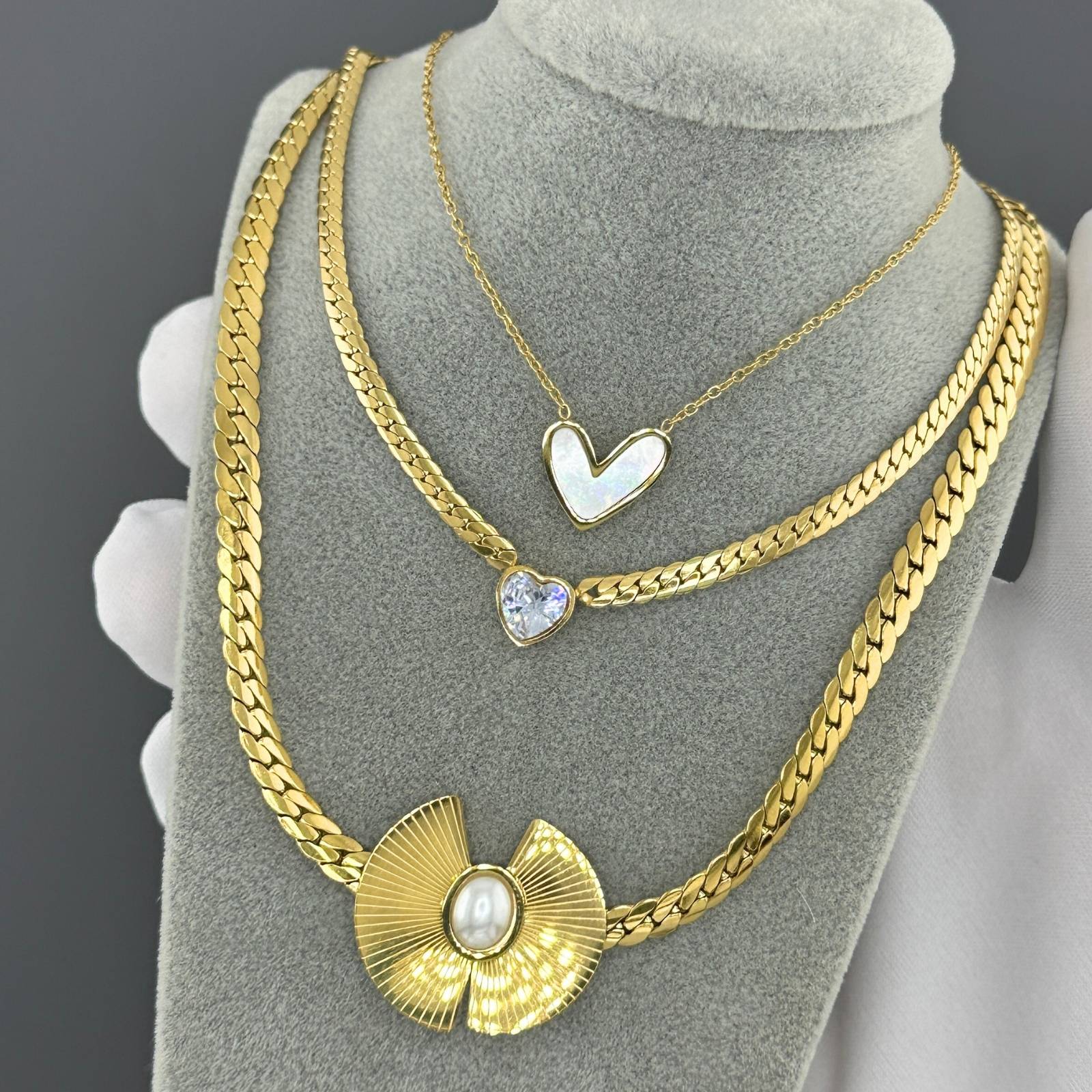 Necklace, 18K Gold Plated Steel
