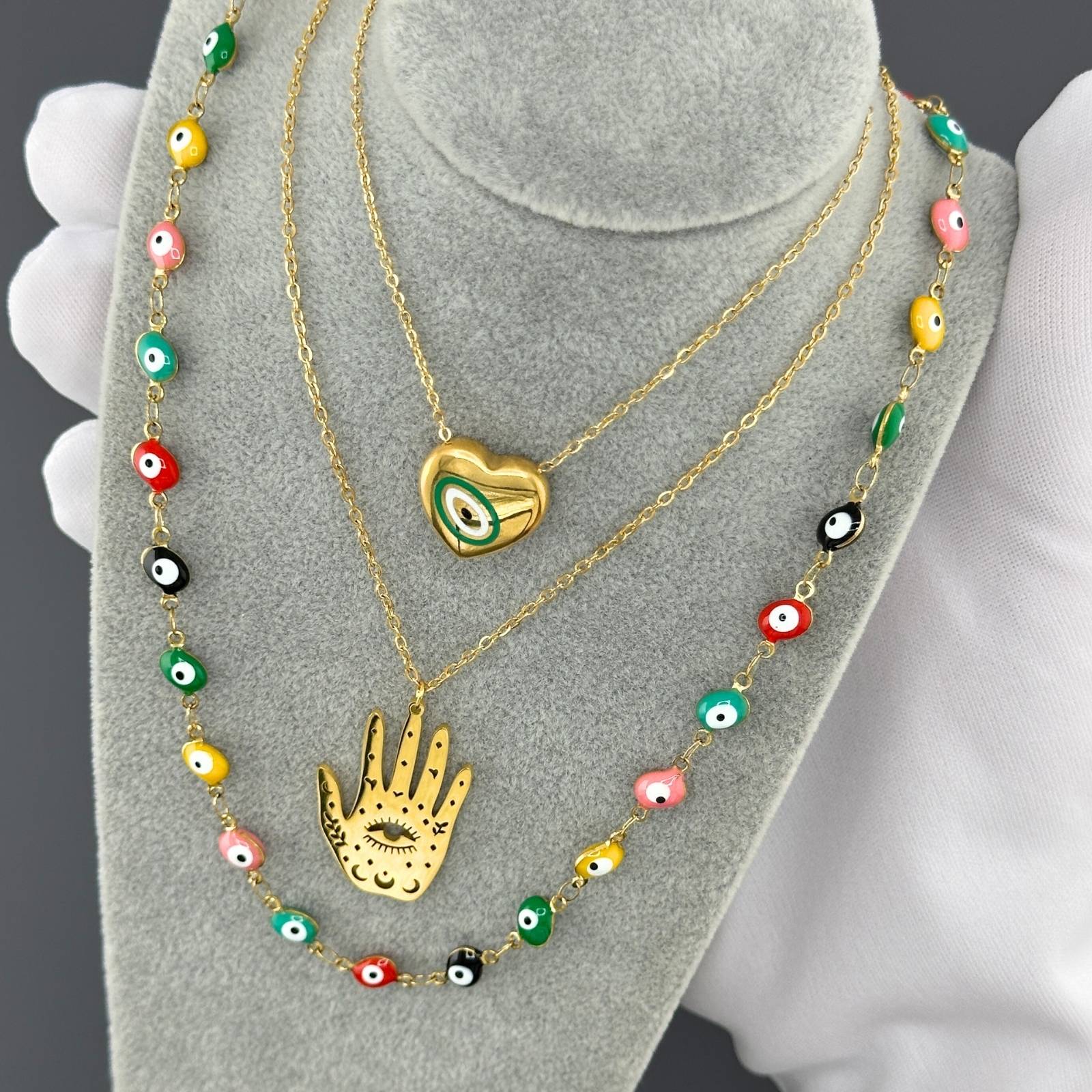 Heart Necklace, 18K Gold Plated Steel