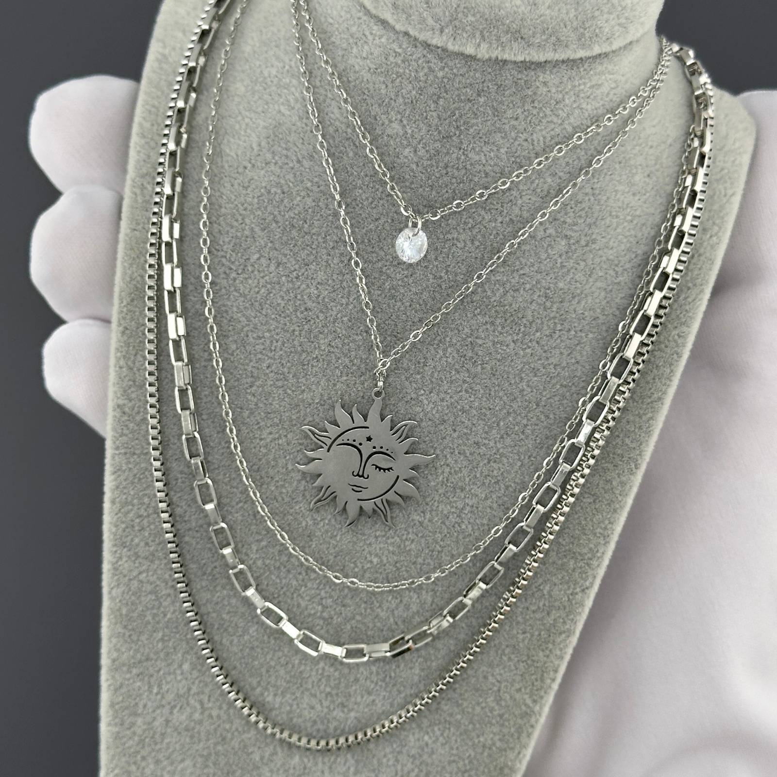 Sun Necklace, Stainless Steel