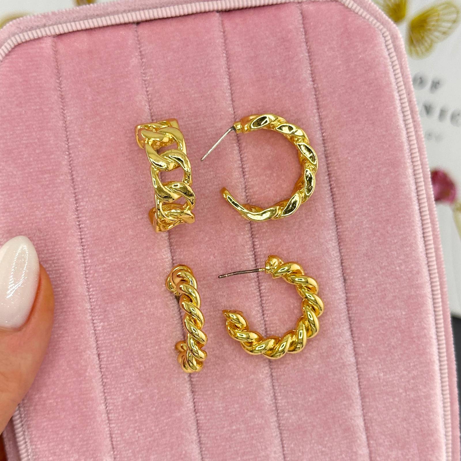 Earrings, 18K Gold Plated Steel