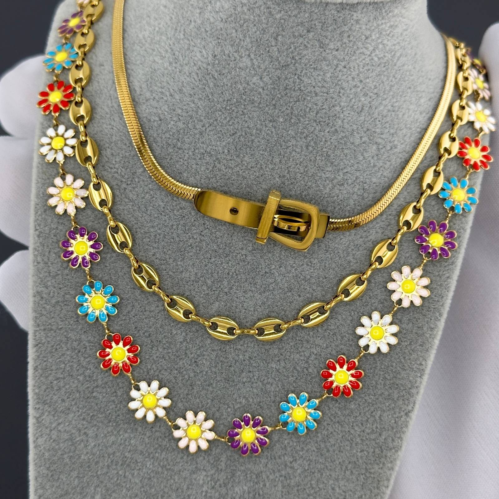 Belt Necklace, 18K Gold Plated Steel