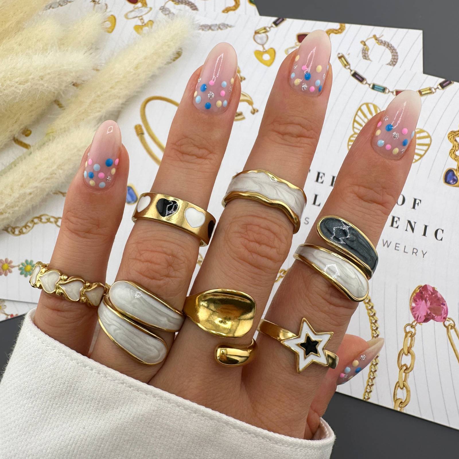 Stars Ring, 18K Gold Plated Steel