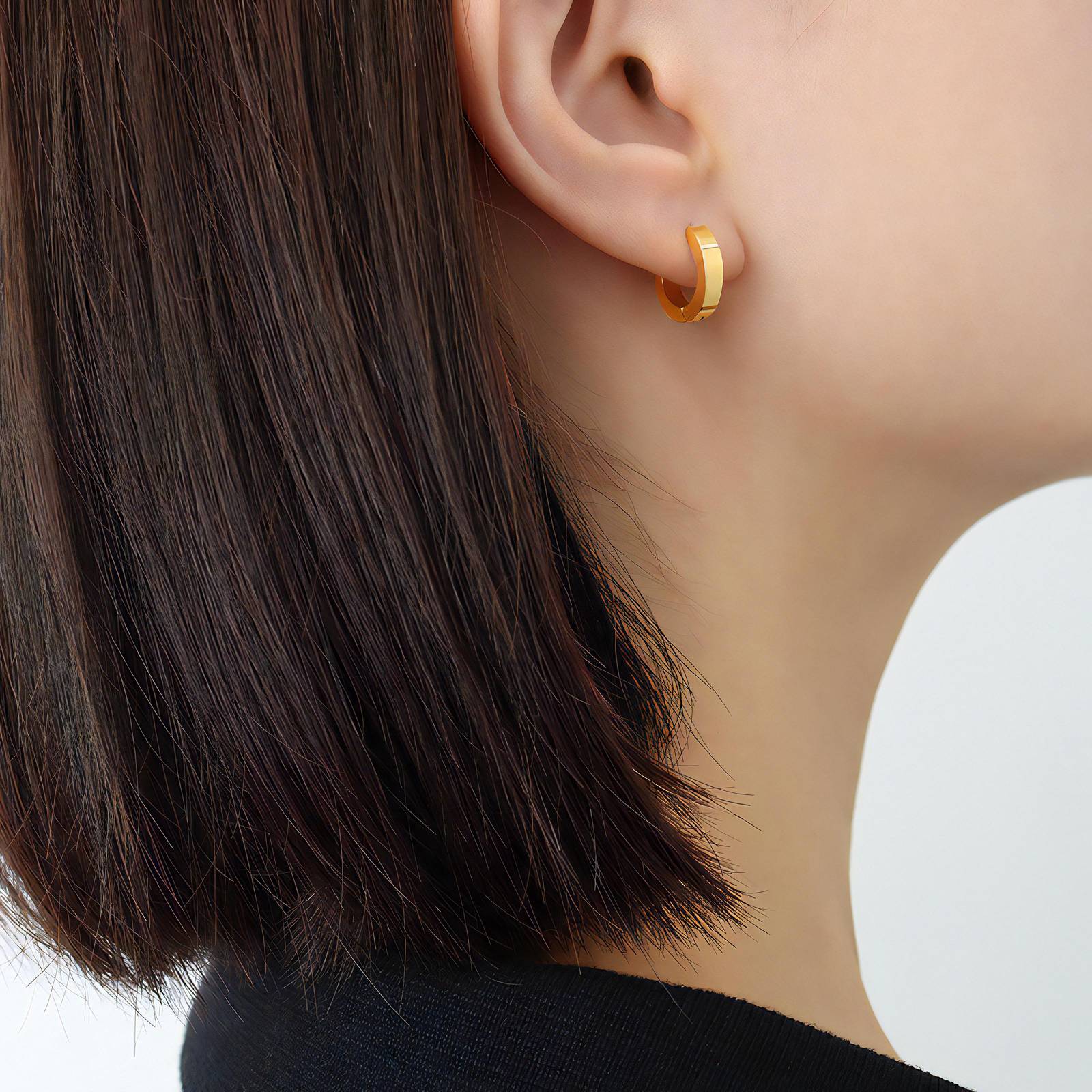 Earrings, 18K Gold Plated Steel