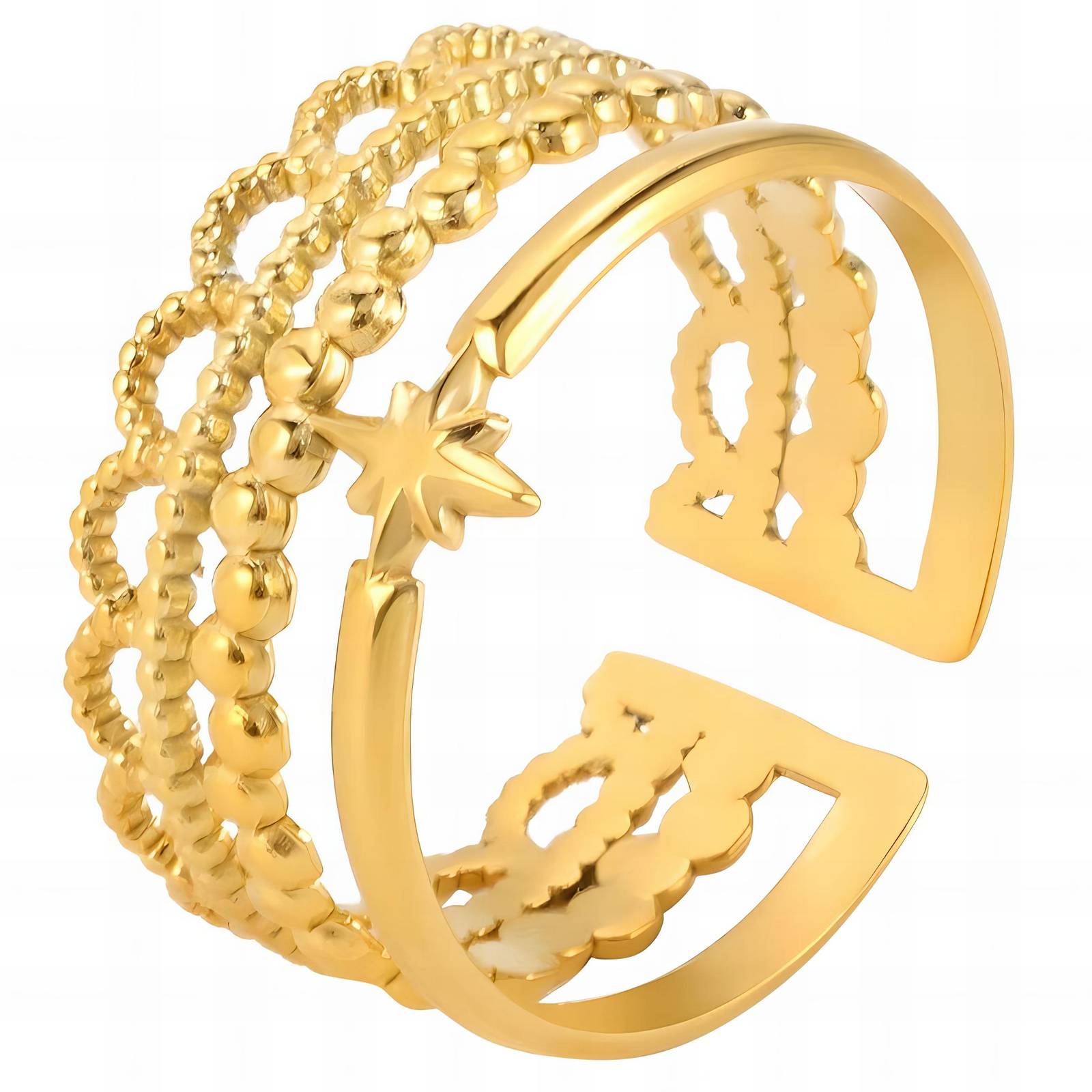 Ring, 18K Gold Plated Steel