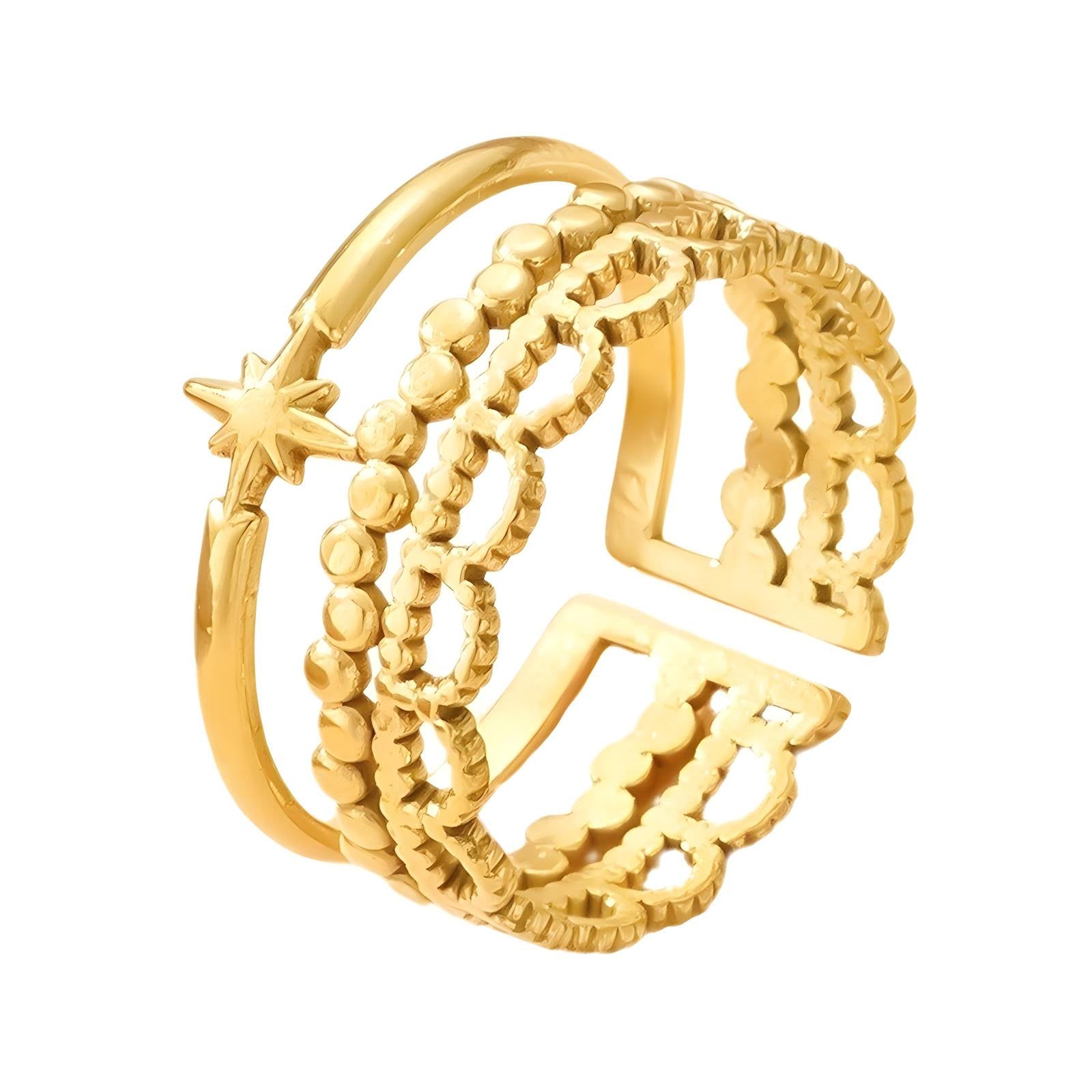 Ring, 18K Gold Plated Steel