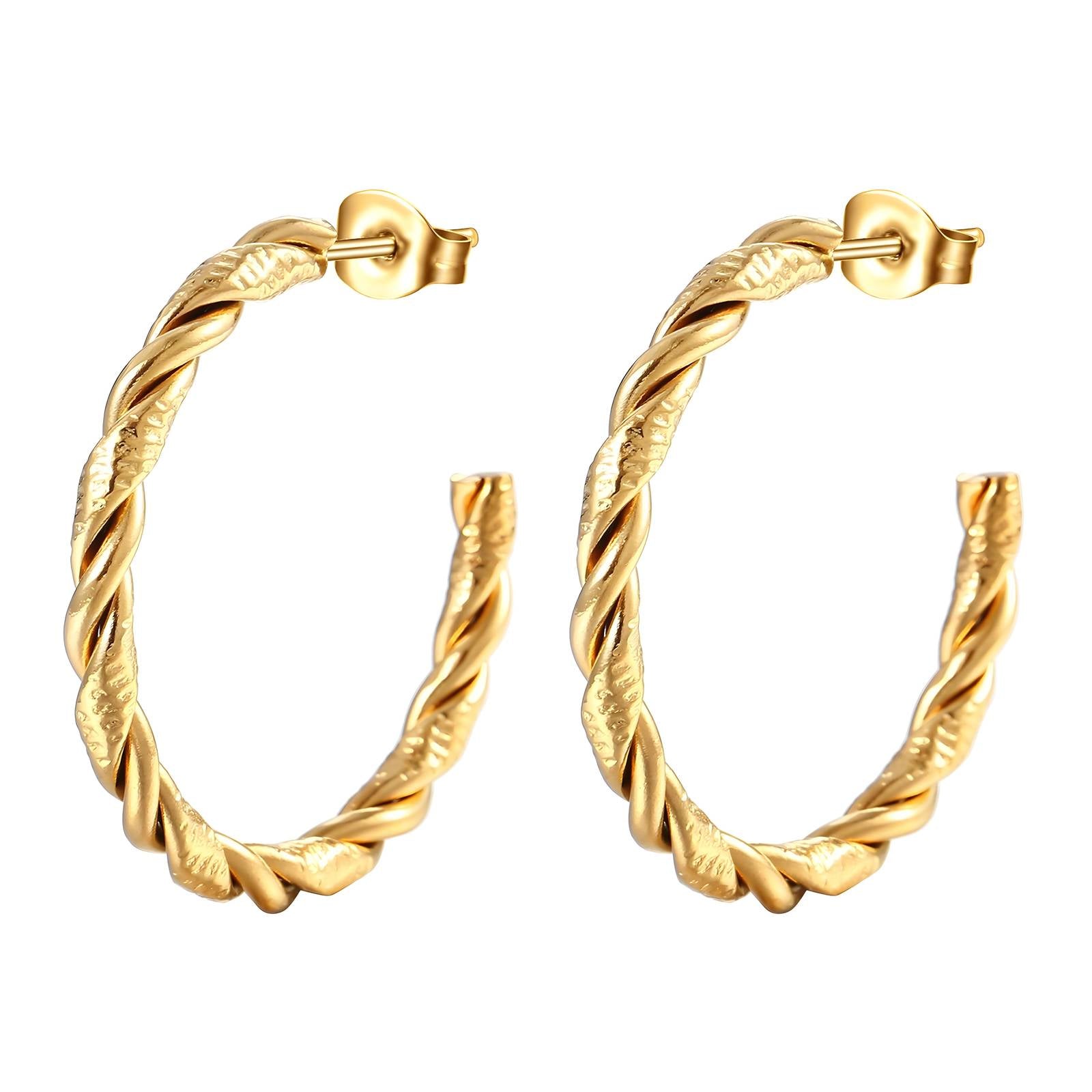 Earrings, 18K Gold Plated Steel
