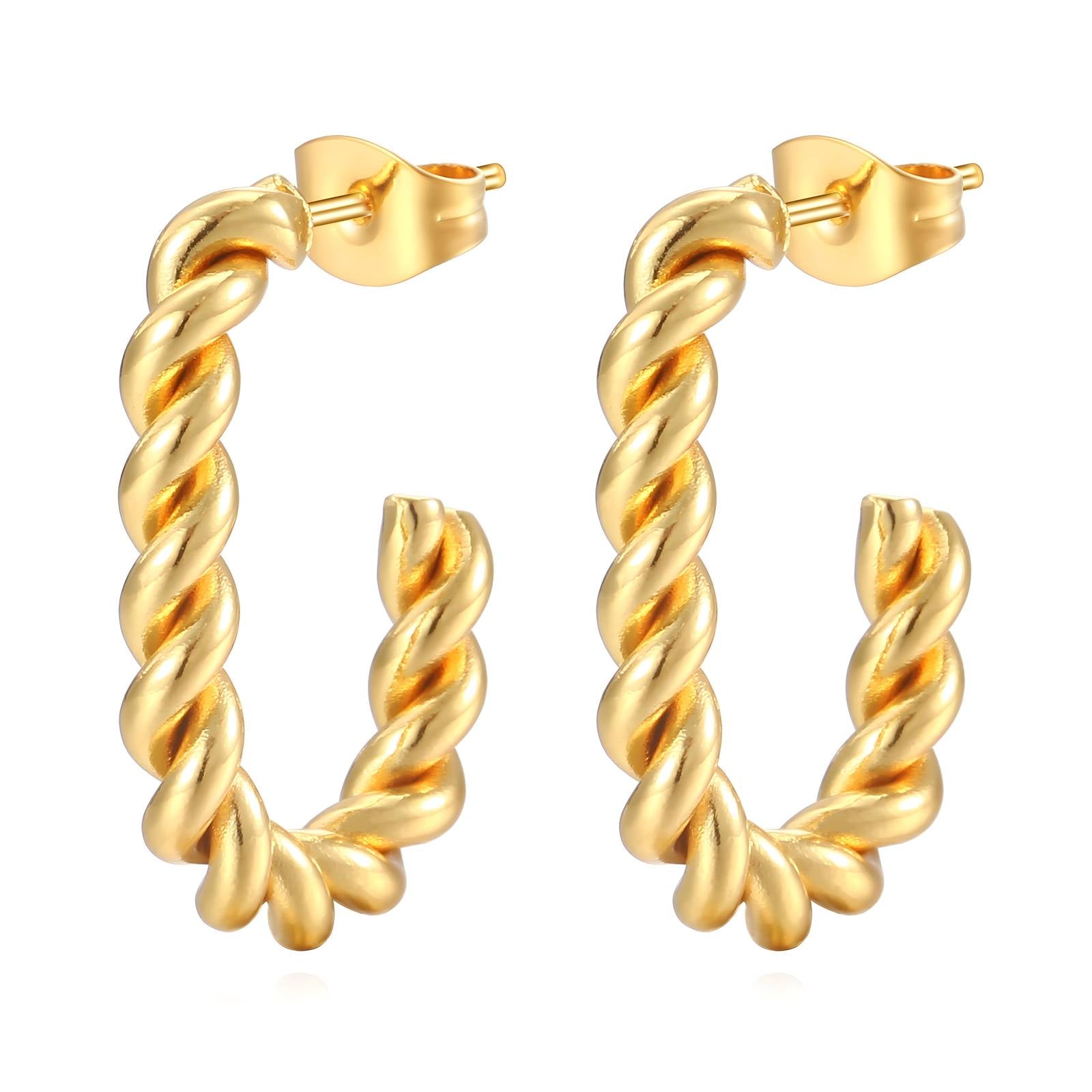 Earrings, 18K Gold Plated Steel
