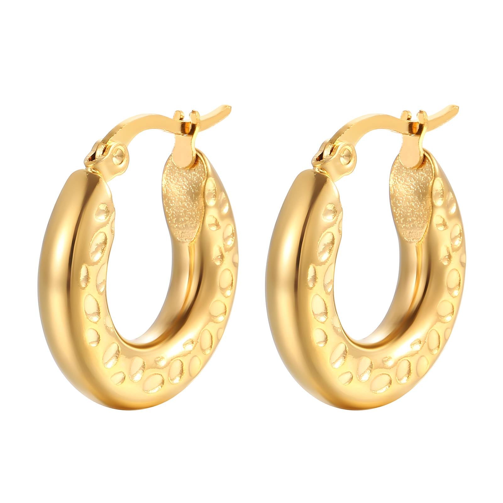 Earrings, 18K Gold Plated Steel