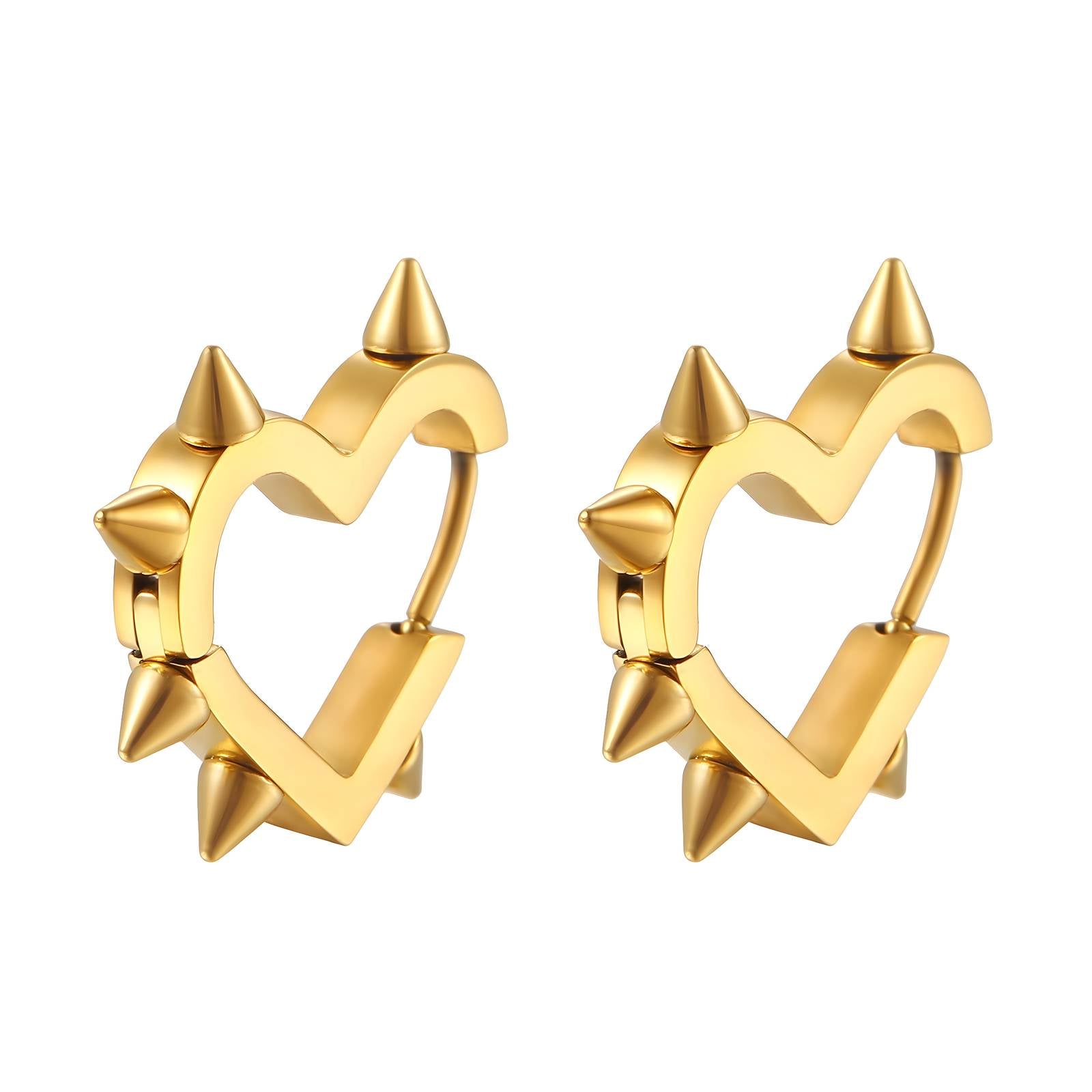 Heart Earrings, 18K Gold Plated Steel