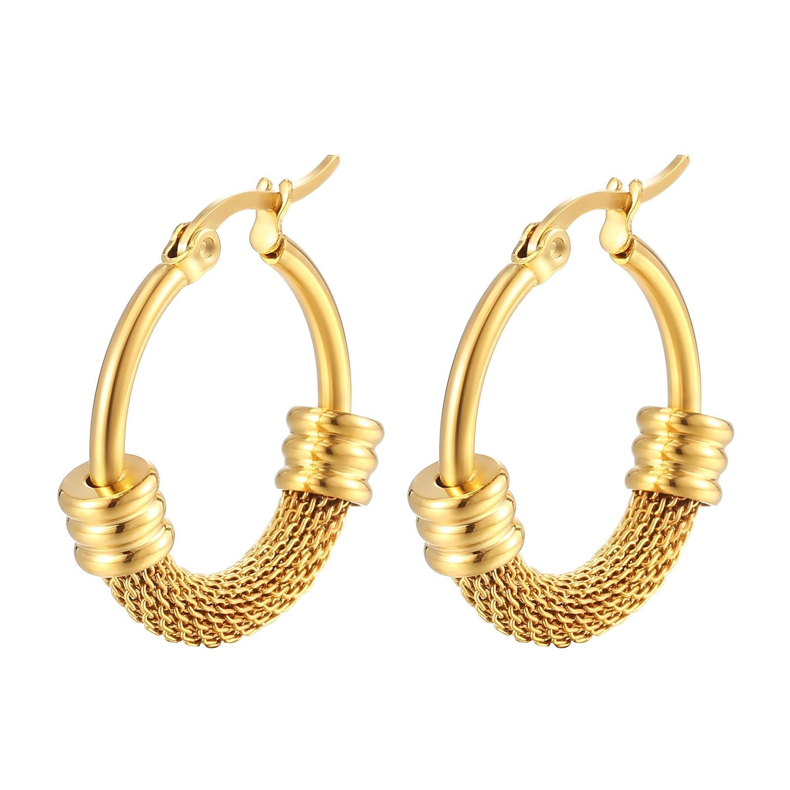 Earrings, 18K Gold Plated Steel