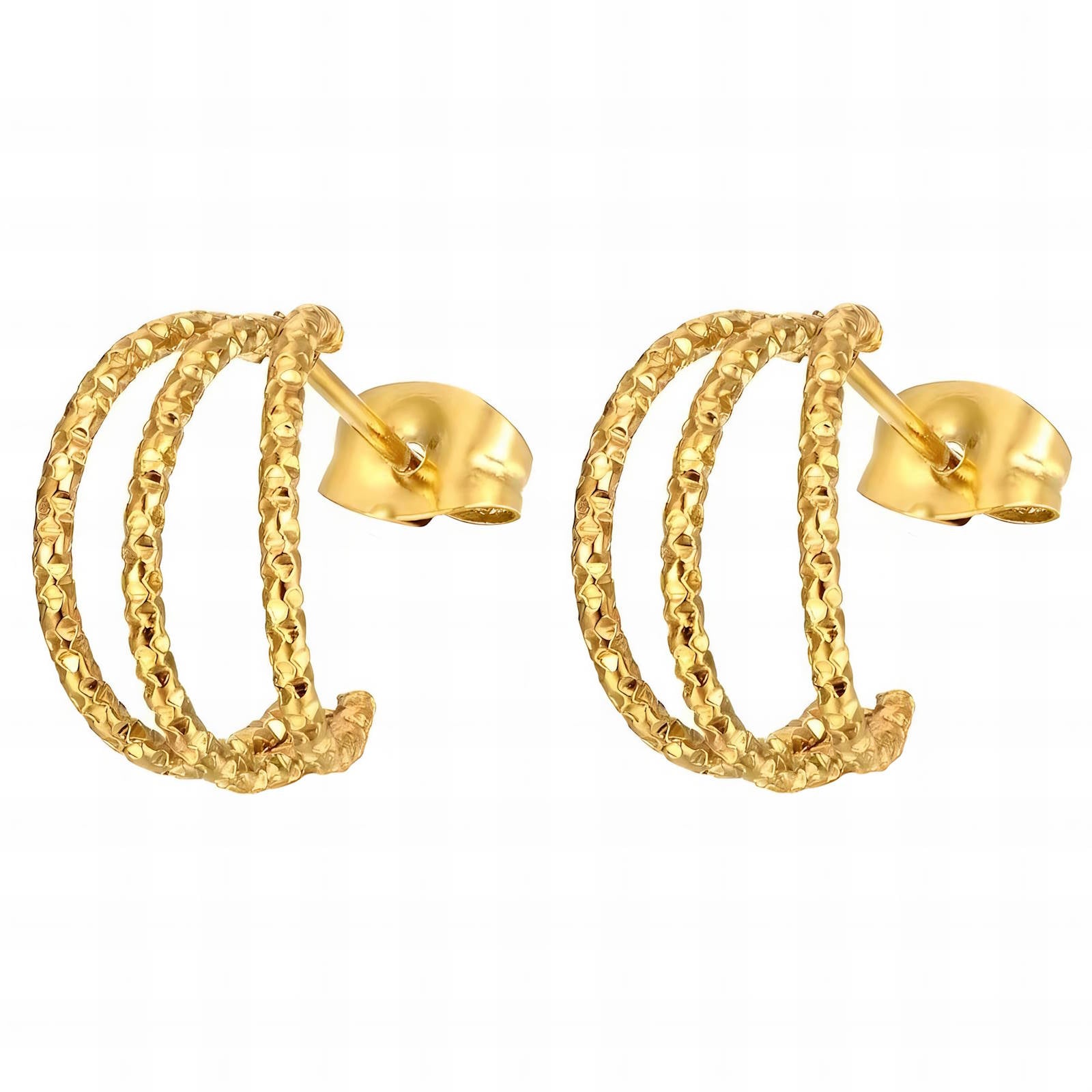 Earrings, 18K Gold Plated Steel