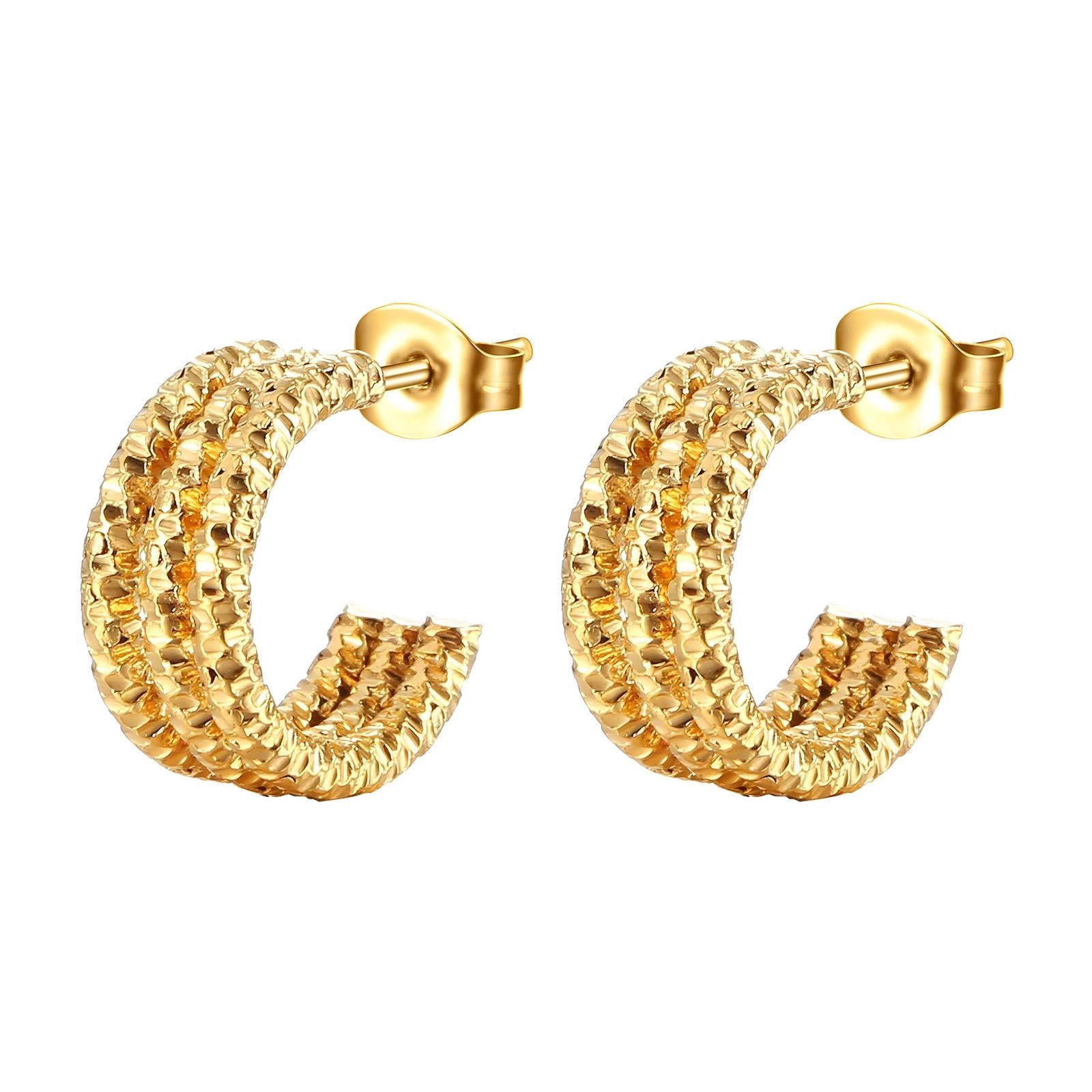 Earrings, 18K Gold Plated Steel
