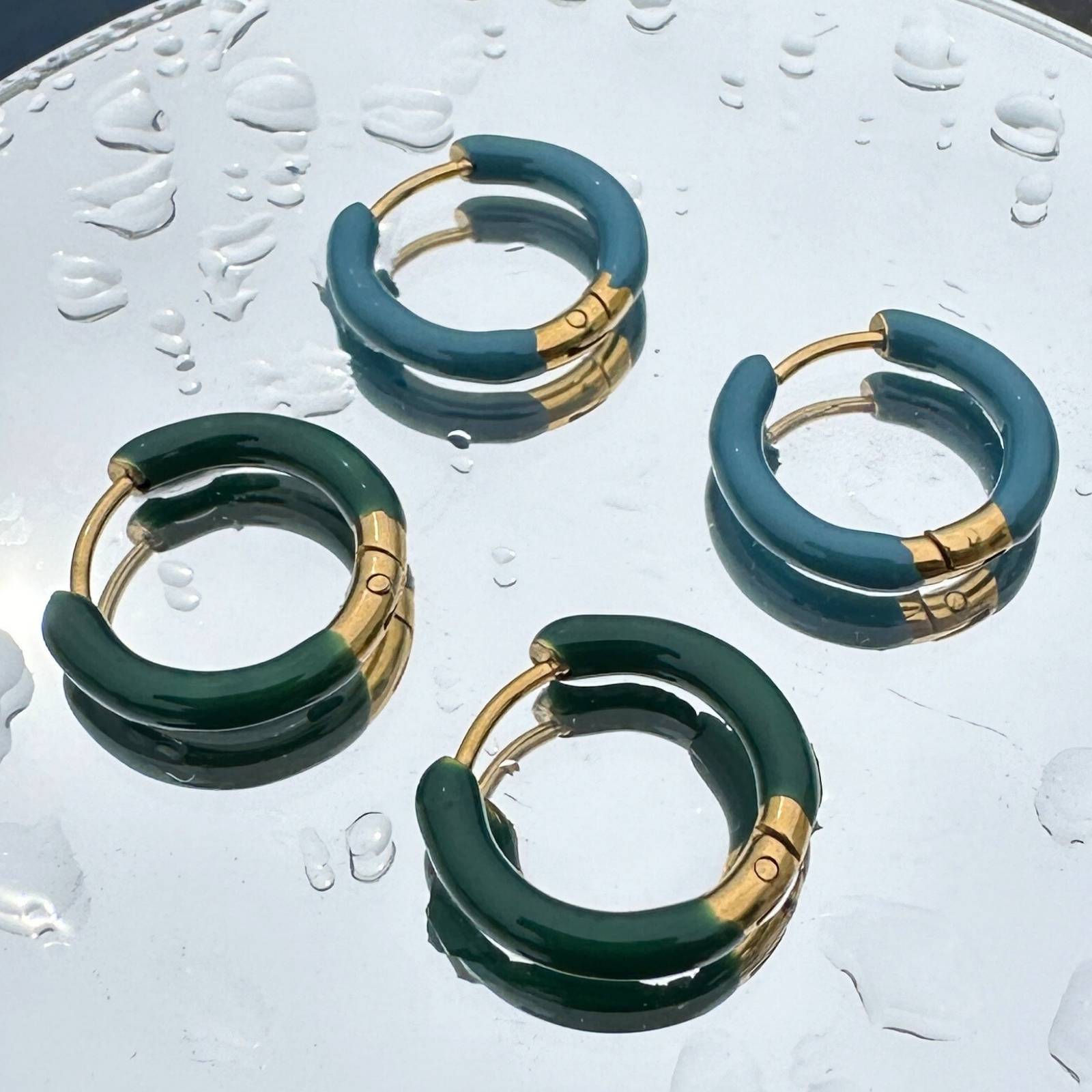 Earrings, 18K Gold Plated Steel