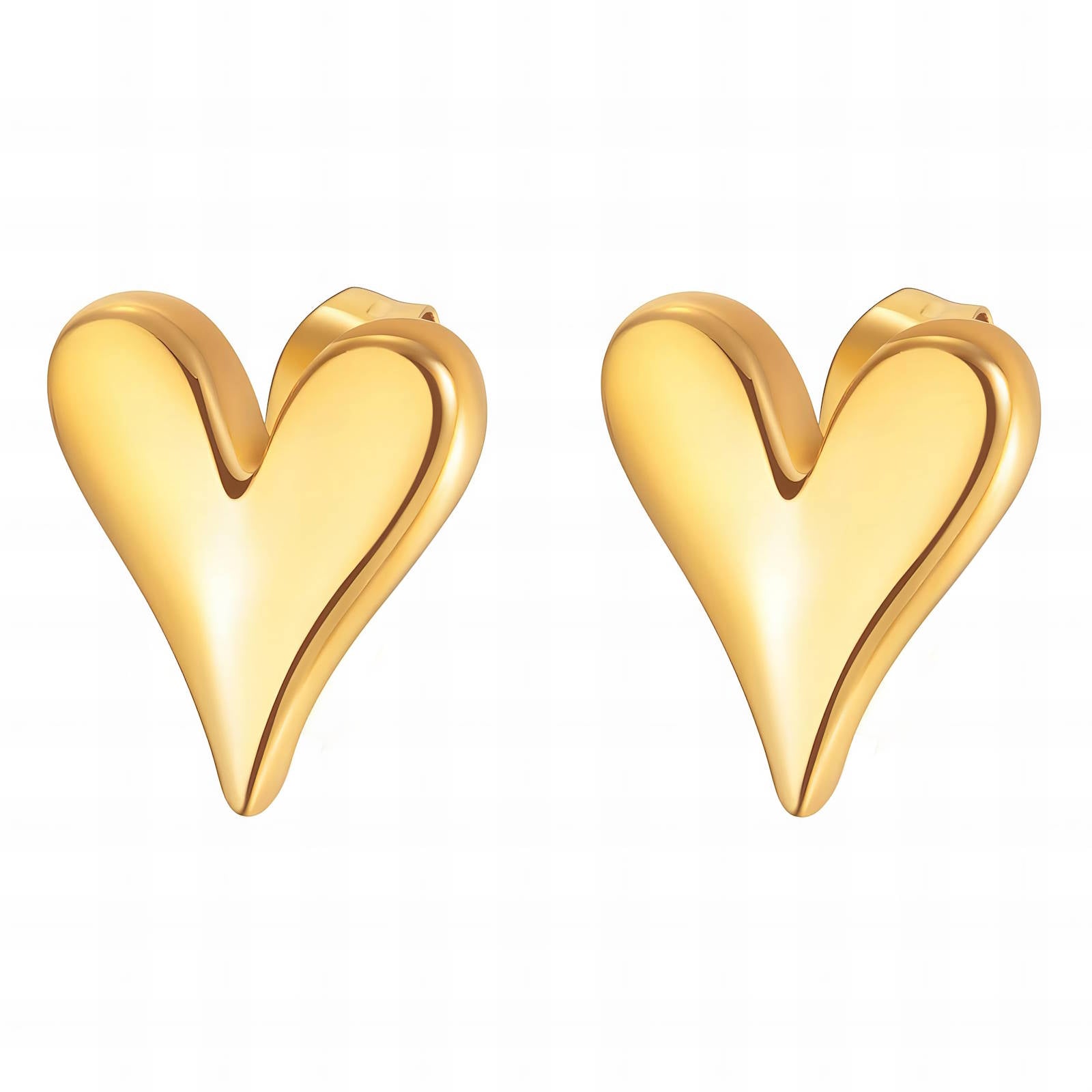 Hearts Earrings, 18K Gold Plated Steel