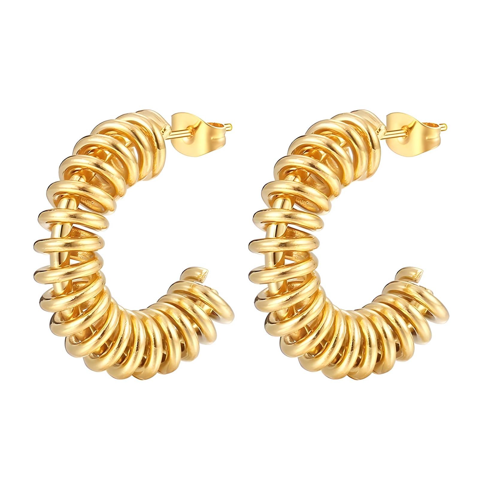 Spiral Earrings, 18K Gold Plated Steel