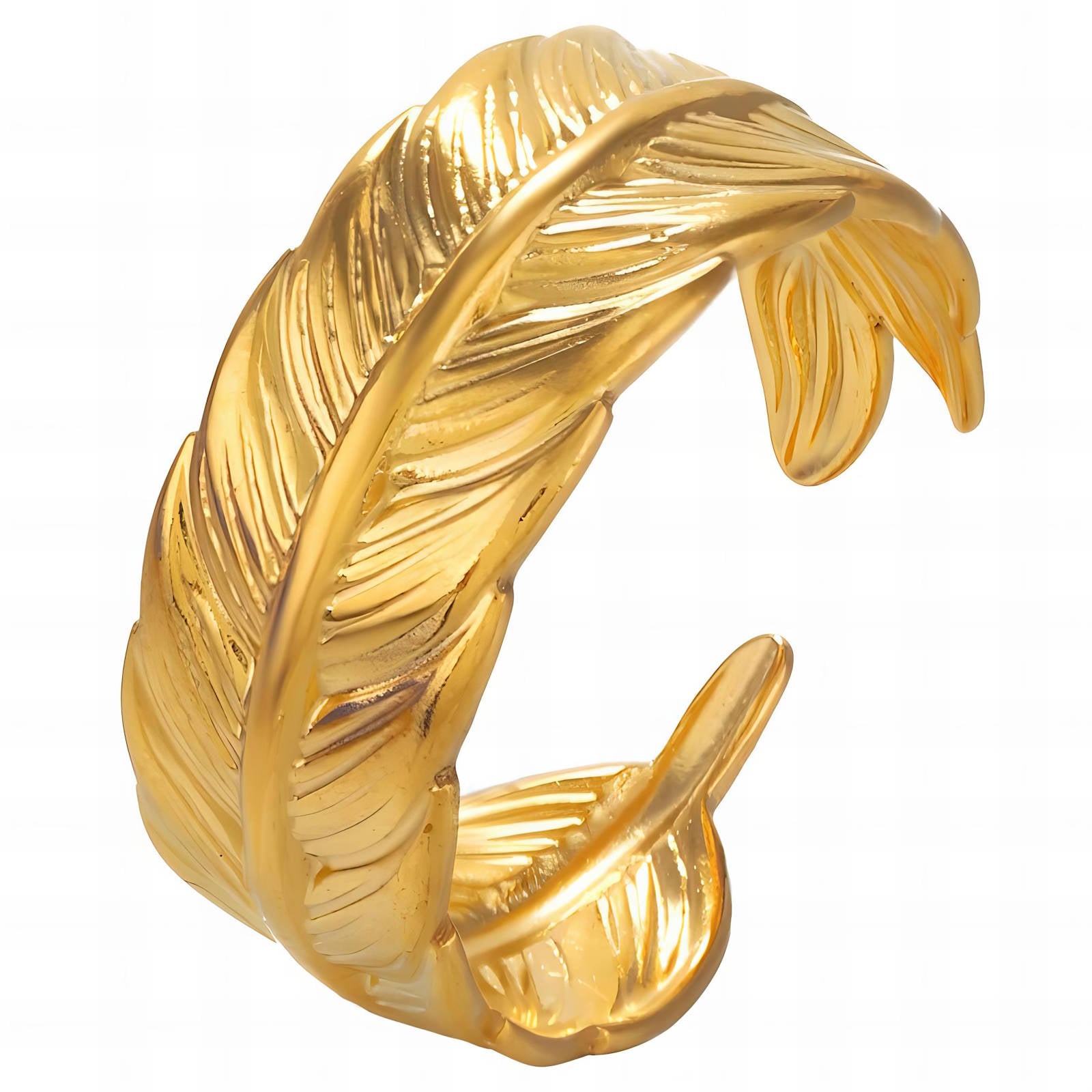 Leaves Ring, 18K Gold Plated Steel