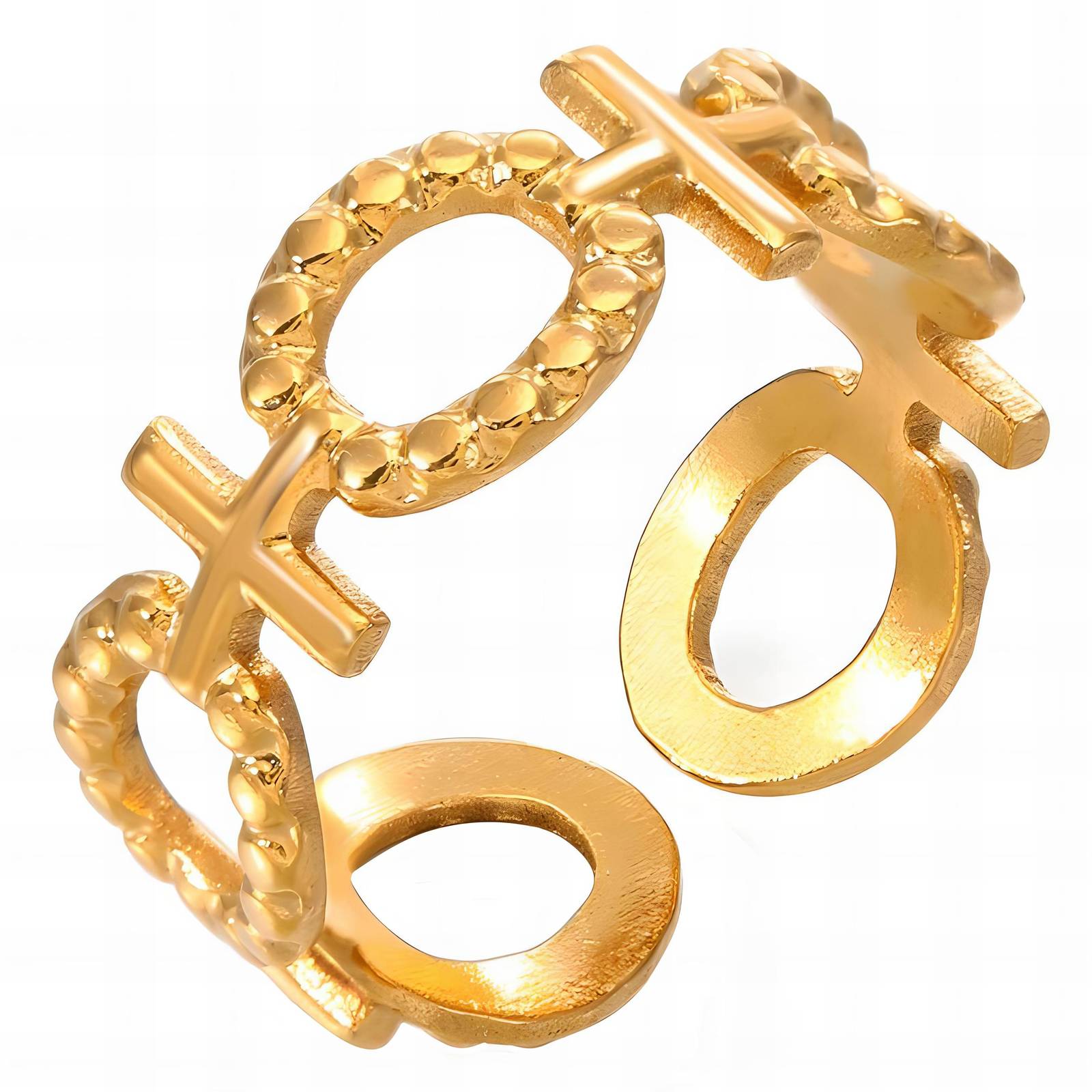Crosses Ring, 18K Gold Plated Steel