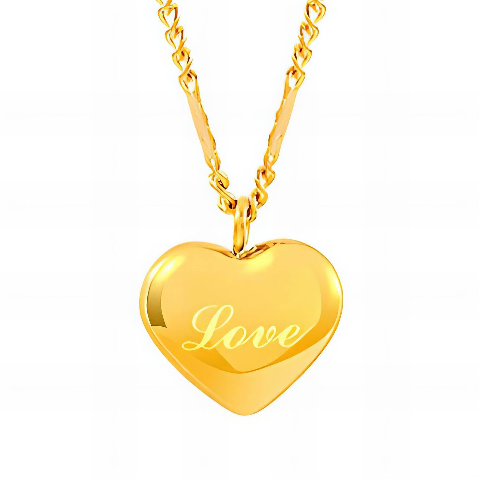Heart Necklace, 18K Gold Plated Steel