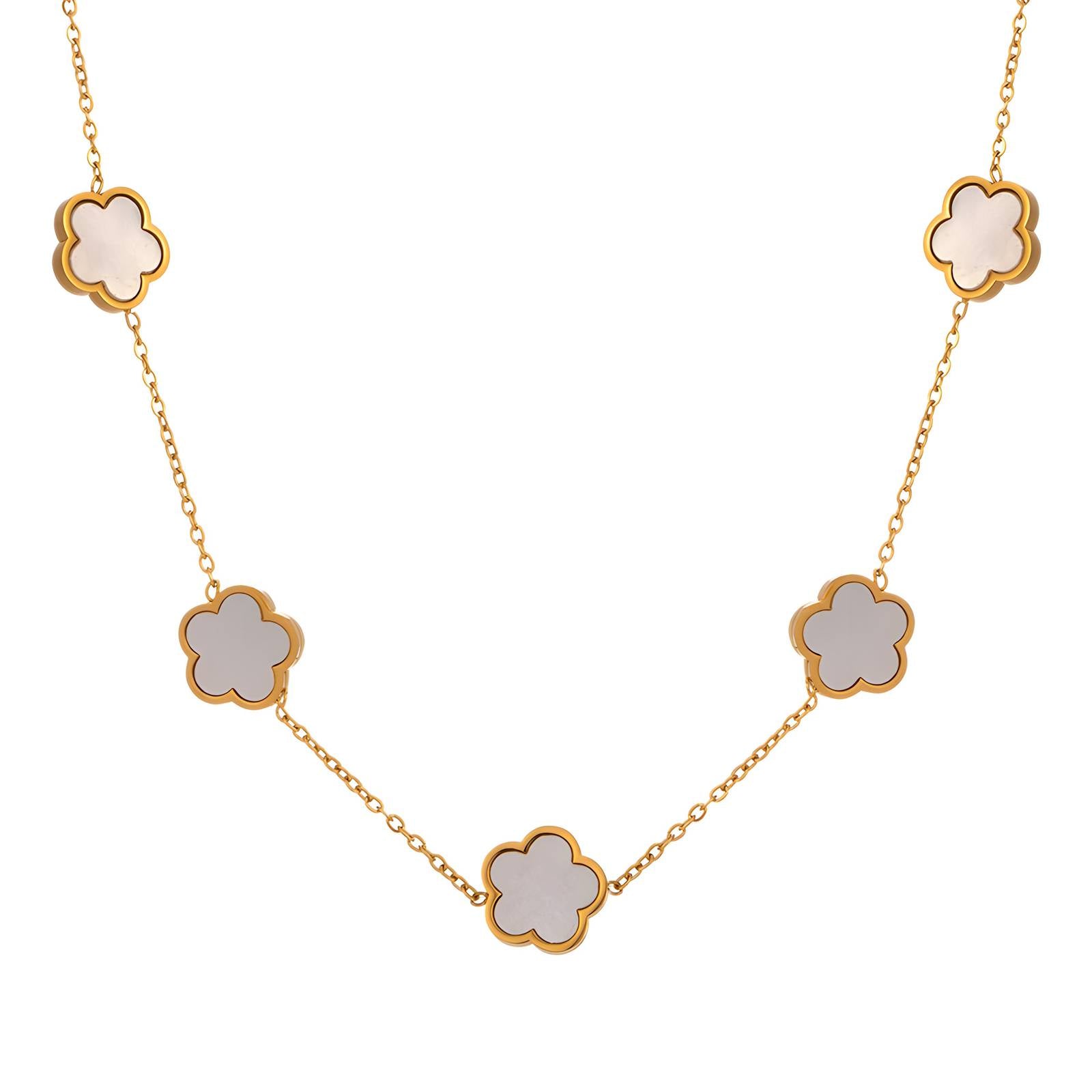 Flower Meadow Necklace, 18K Gold Plated Steel