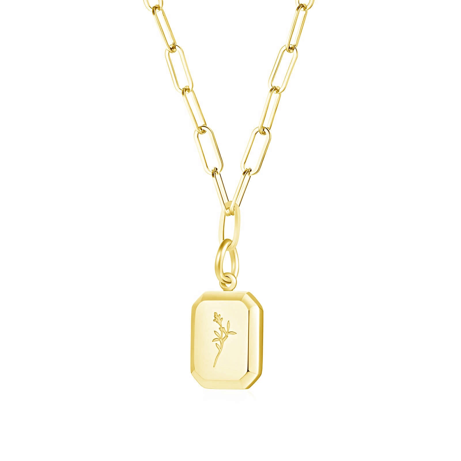 Flower Necklace, 18K Gold Plated Steel