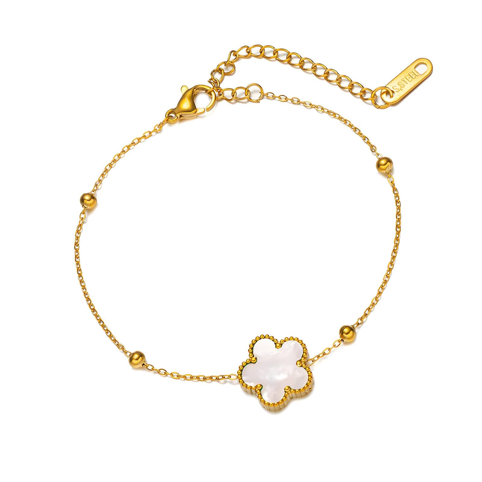 Flower Bracelet, 18K Gold Plated Steel
