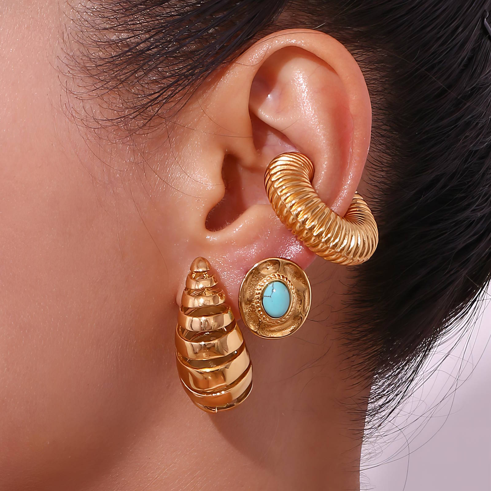 Teardrops Earrings, 18K Gold Plated Steel