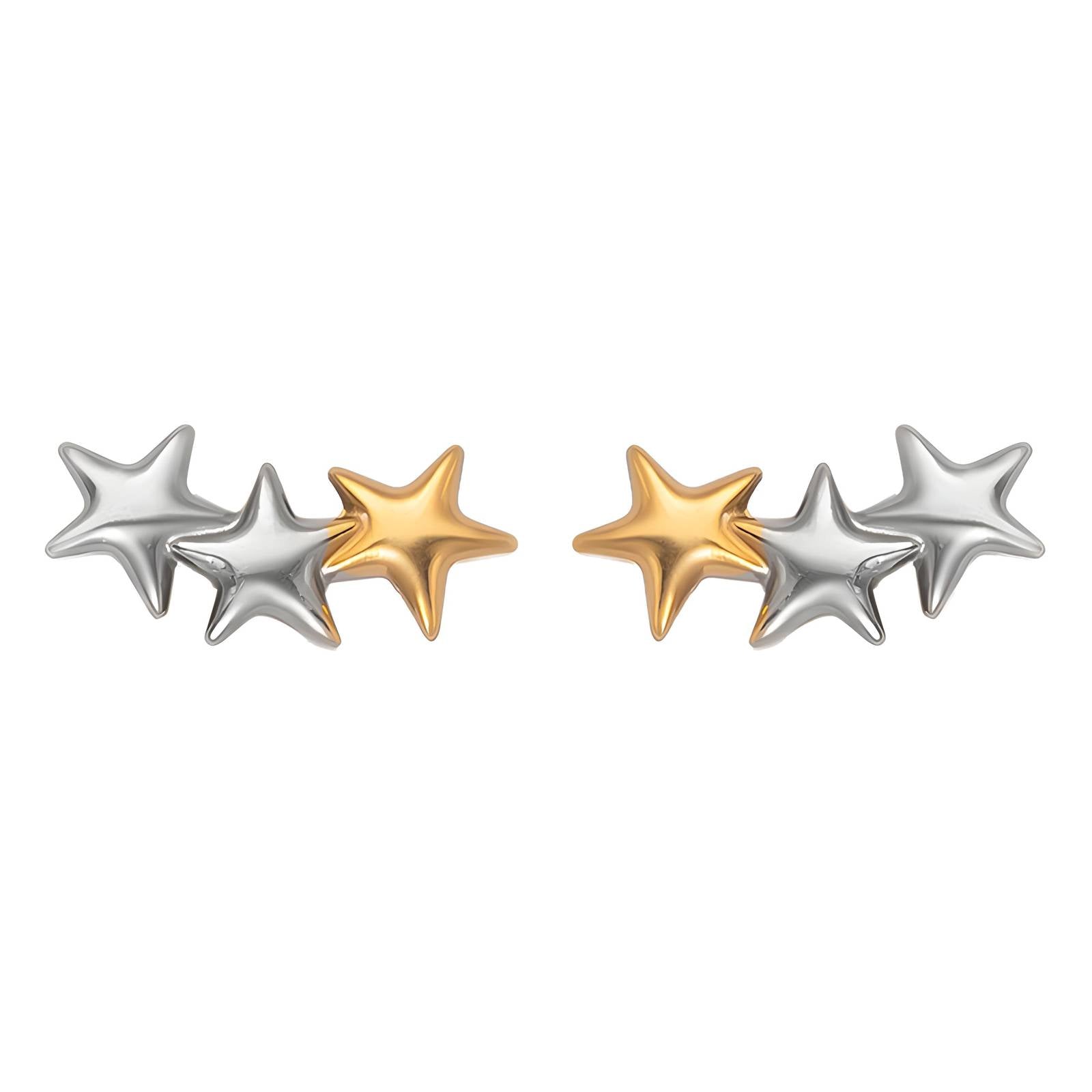 Stars Earrings, 18K Gold Plated Steel
