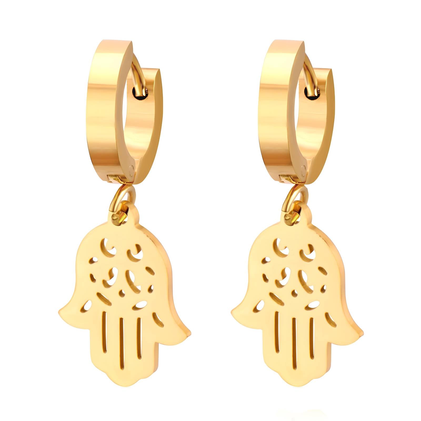 Earrings, 18K Gold Plated Steel