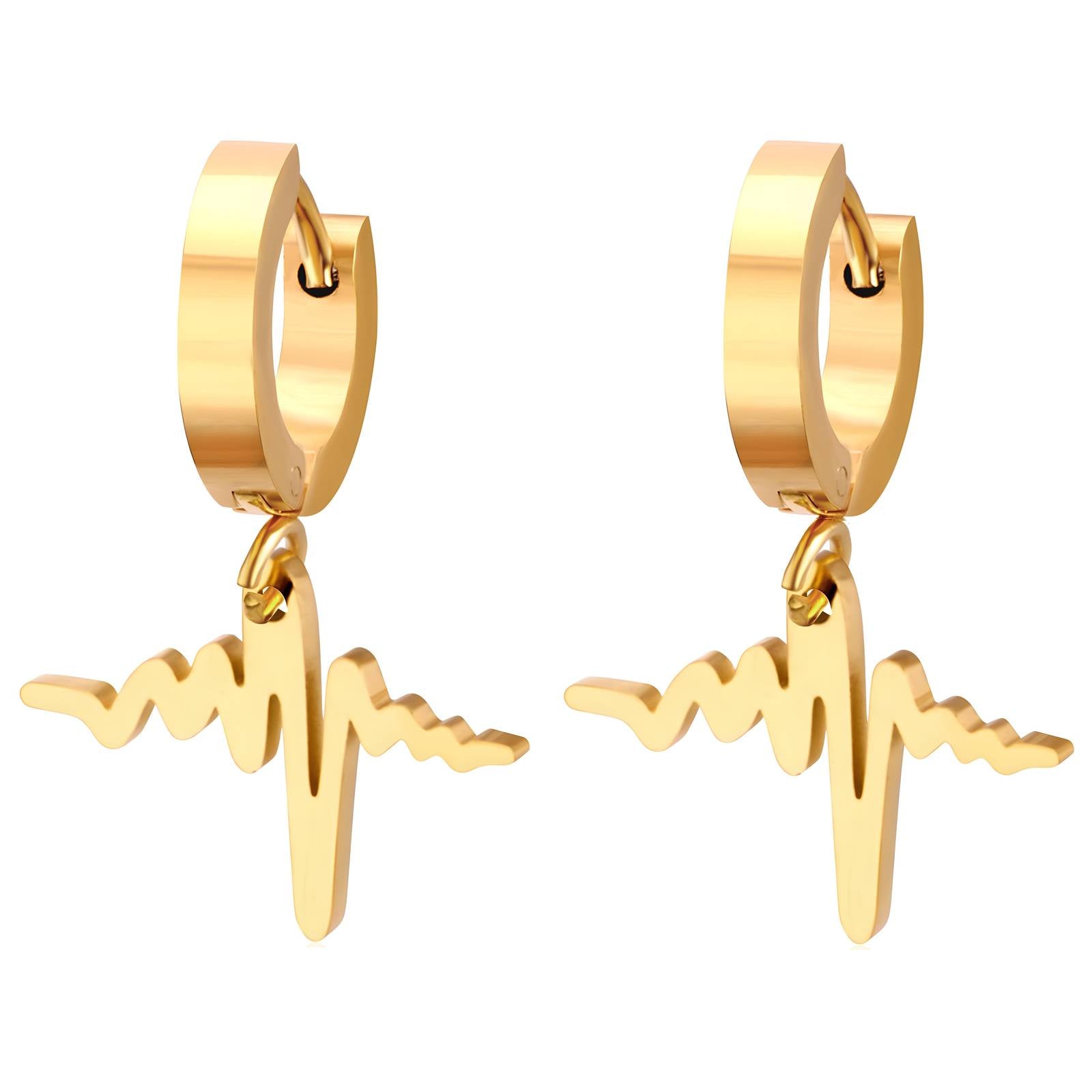 Earrings, 18K Gold Plated Steel