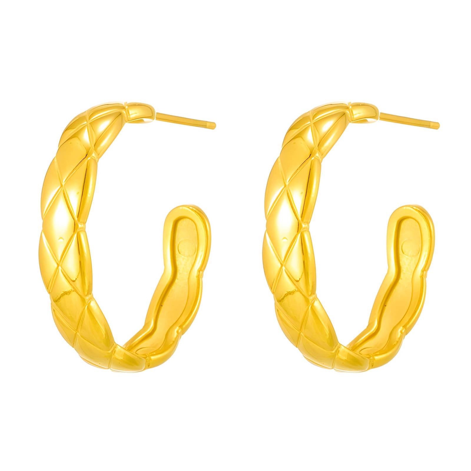 Earrings, 18K Gold Plated Steel