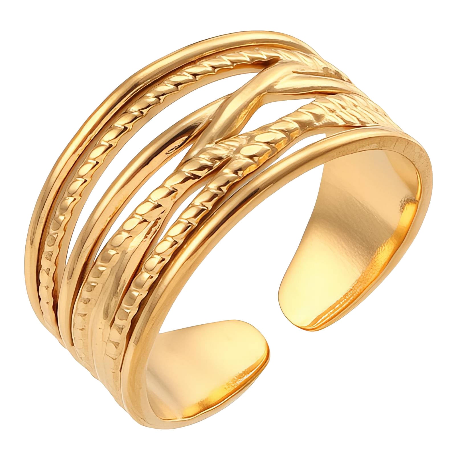 Ring, 18K Gold Plated Steel