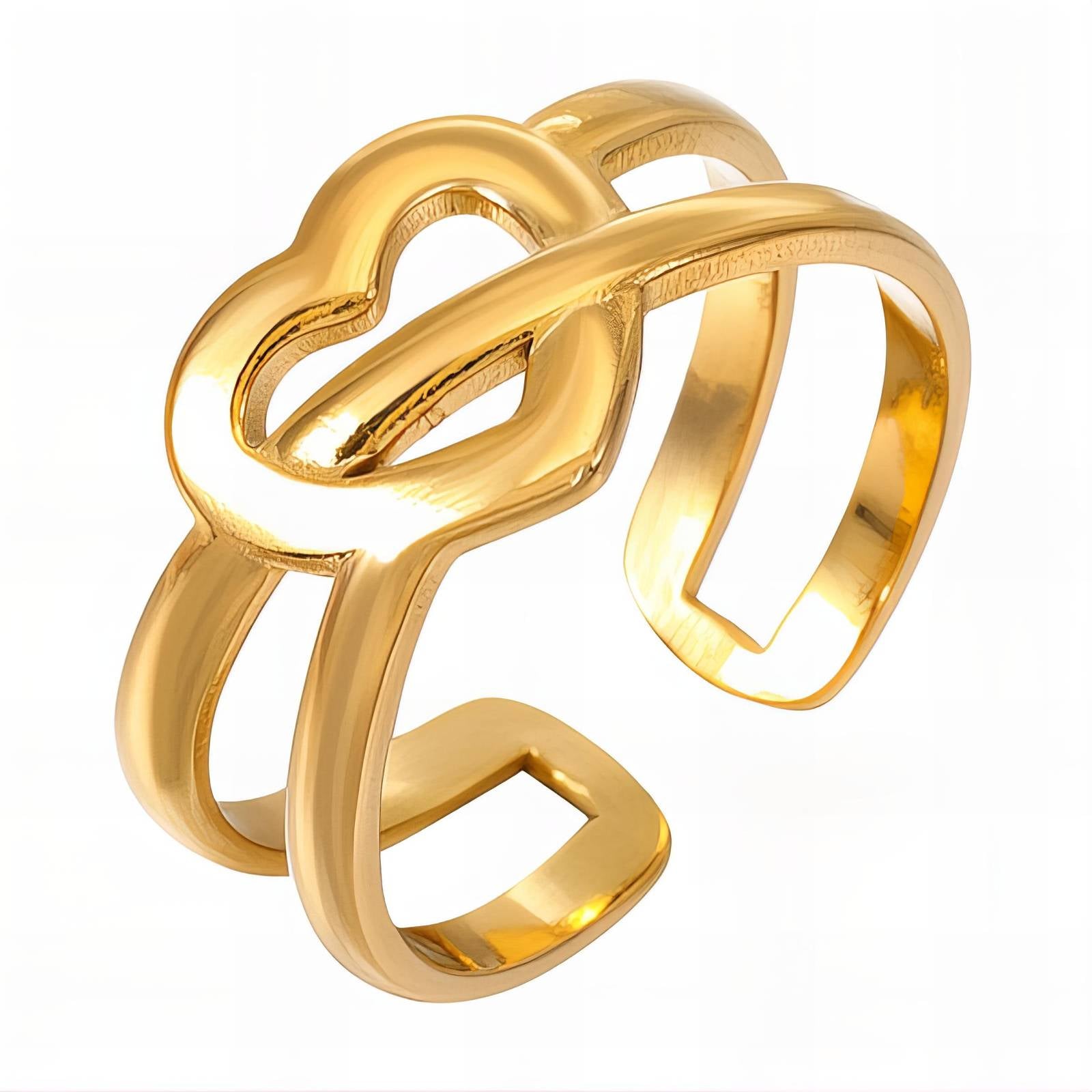 Heart Ring, 18K Gold Plated Steel