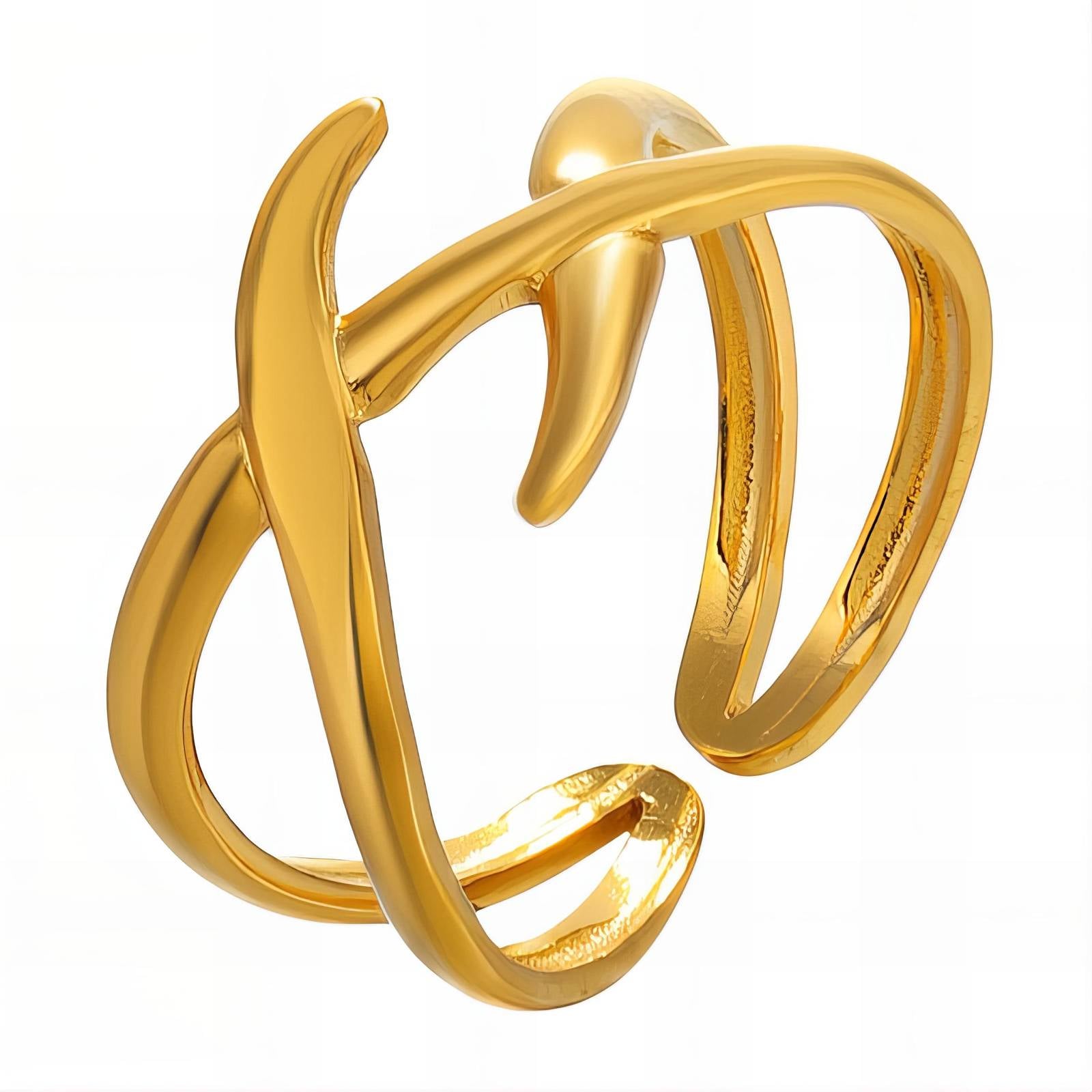 Ring, 18K Gold Plated Steel