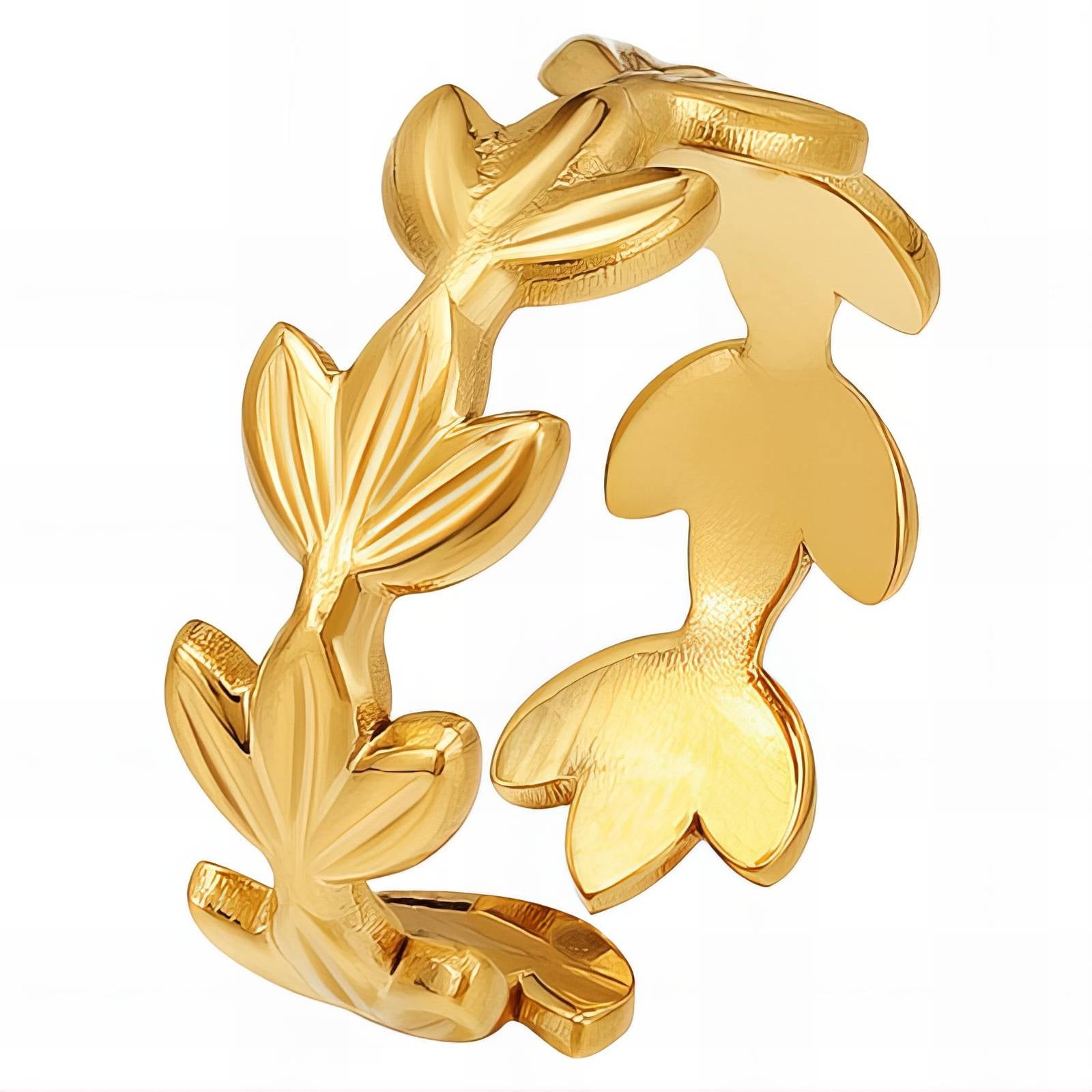 Leaves Ring, 18K Gold Plated Steel