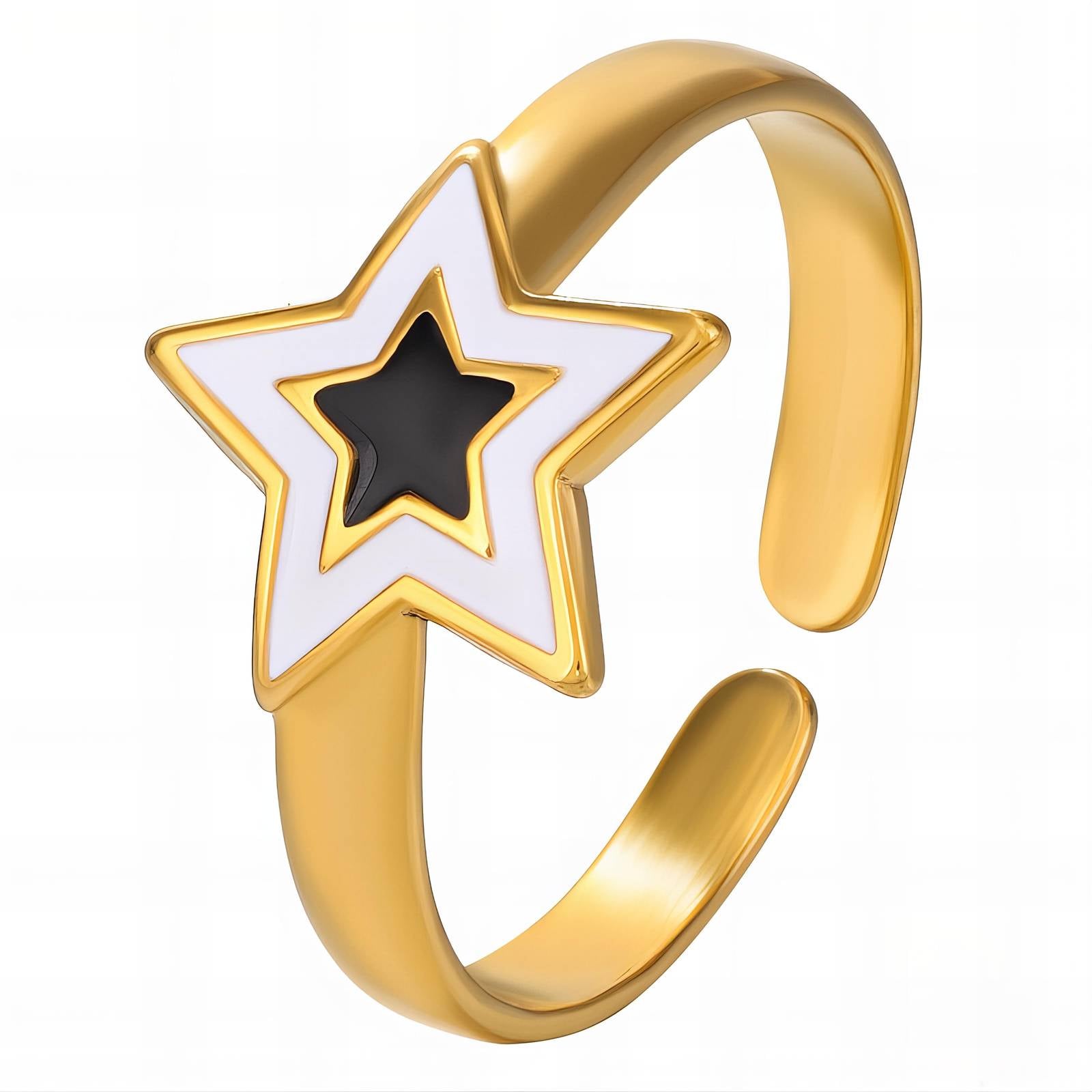 Stars Ring, 18K Gold Plated Steel